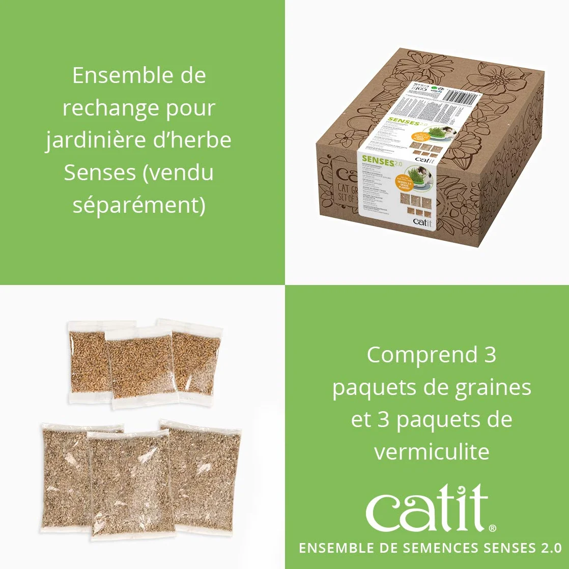 Catit Kit Herbe à Chat 3 Pièces