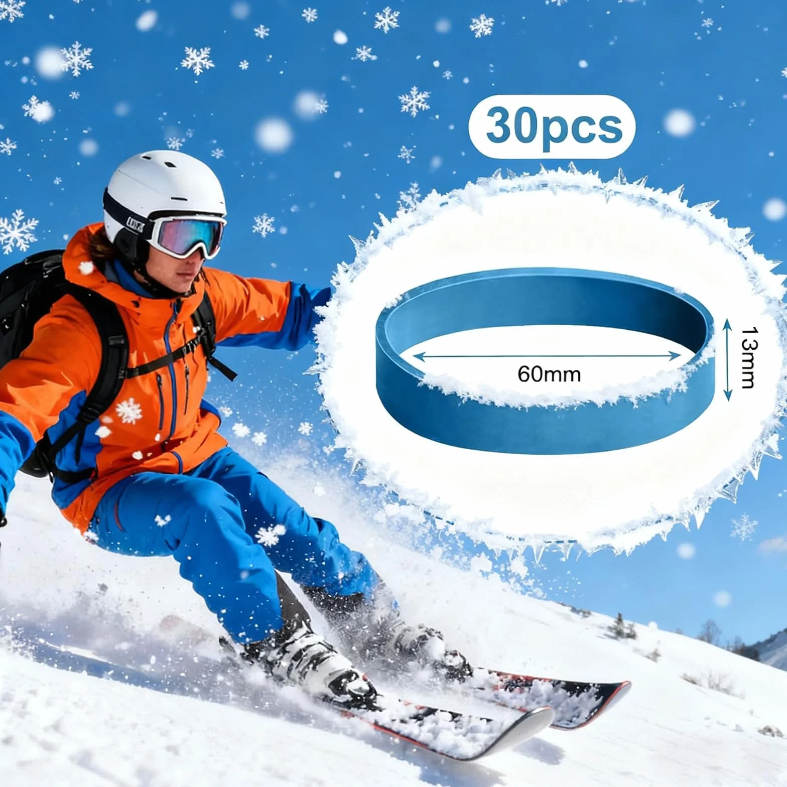30 Pièces Retenue De Frein De Ski, Caoutchouc De Fixation Ski, Bleu Dispositifs De Retenue De Frein De Ski, Sangles De Fixation Élastiques en Caoutchouc, pour Snowboard Accessoires De Sports d'hiver