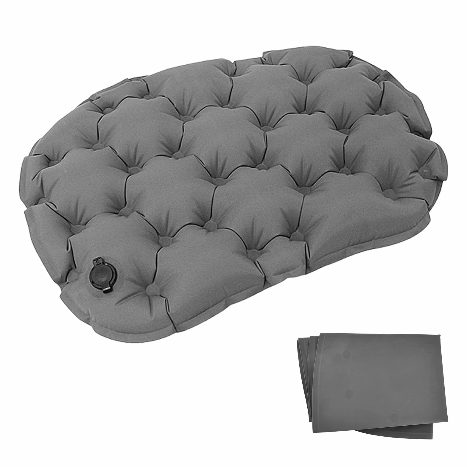 Coussins Siège Gonflable, Portable Siège Gonflable d'air pour Extérieur, Pliable Ultraléger Imperméable Coussin d'air 36*28 cm, Coussins de Stade Anti-Déchirure et Usure pour Bureau Voiture (Gris)