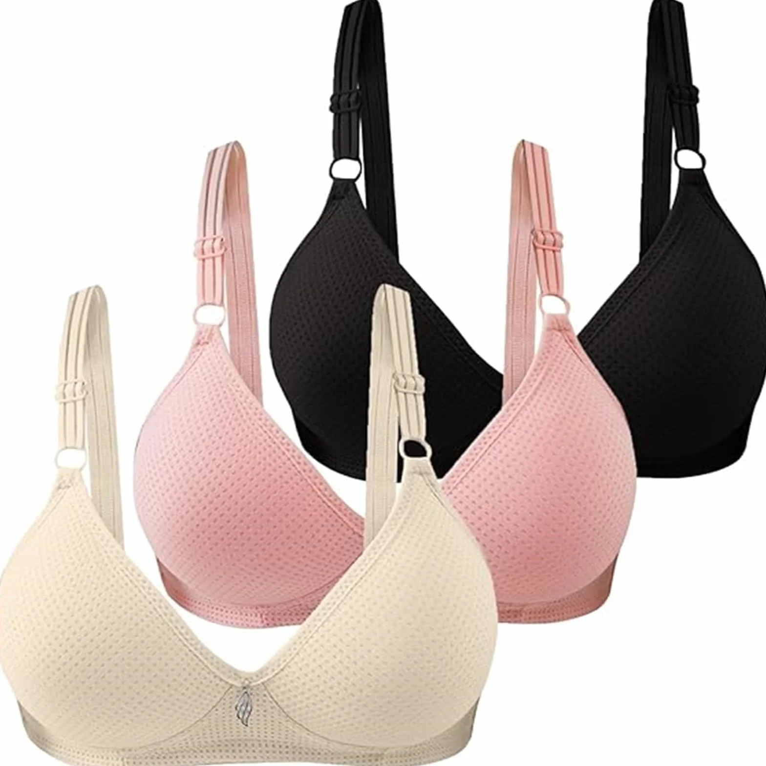 Soutien-Gorge sans Fil Anti-Chute pour Femmes, Sous-Vêtements Réglable Respirant Couleur Unie