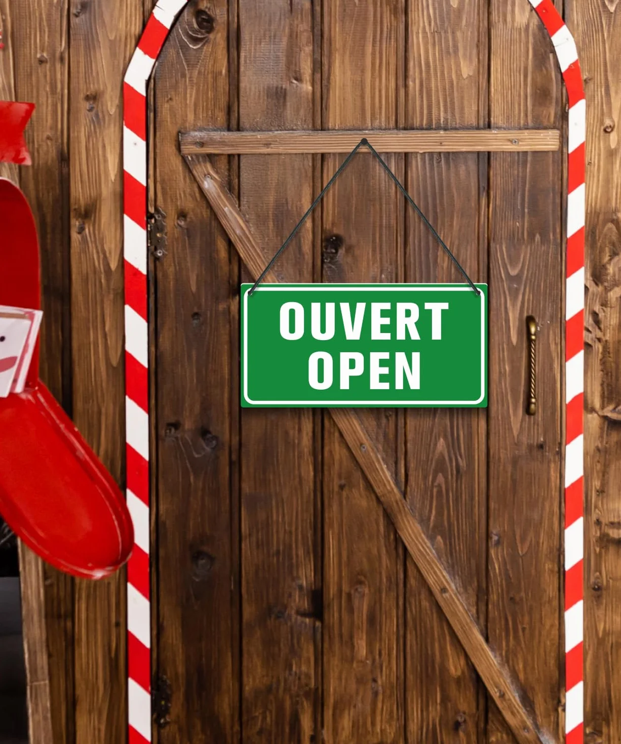 Panneau Ouvert/Fermé Recto-Verso en PVC, Plaque de Porte Bilingue Anglais Français, Enseigne de Boutique