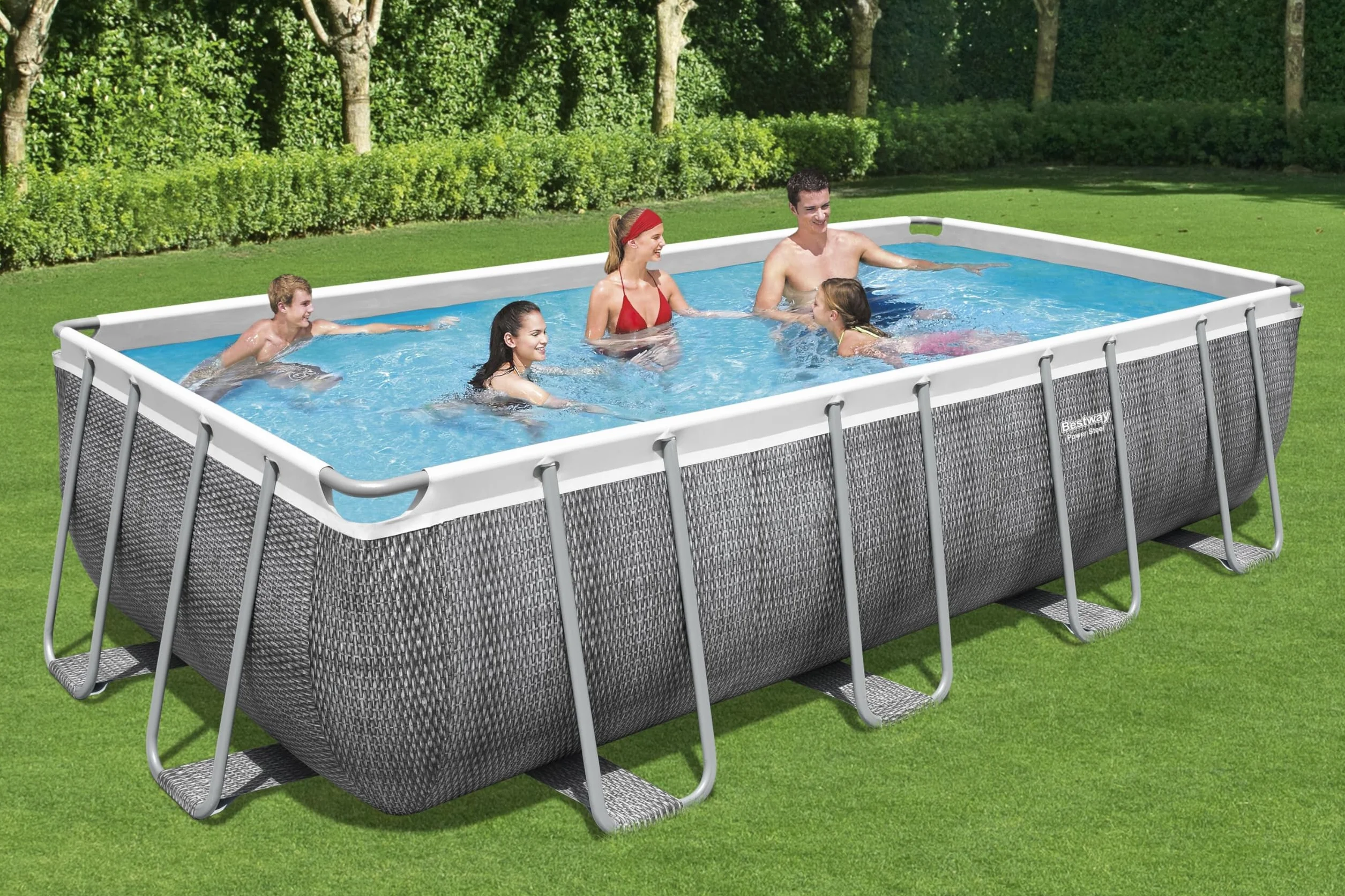 Bestway Piscine Hors Sol Rectangle Power Steel 549 x 274 x 122 cm rotin Gris
