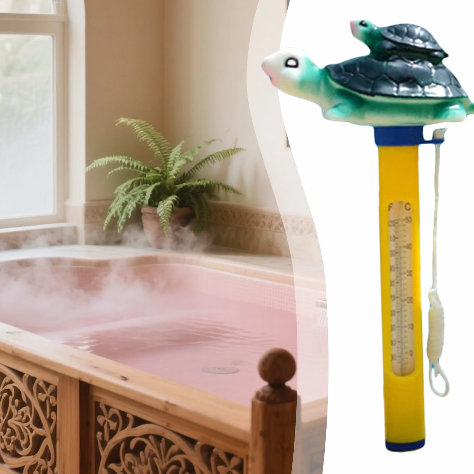 Thermomètre Flottant pour Piscine Moniteur de Température d'Eau avec Corde