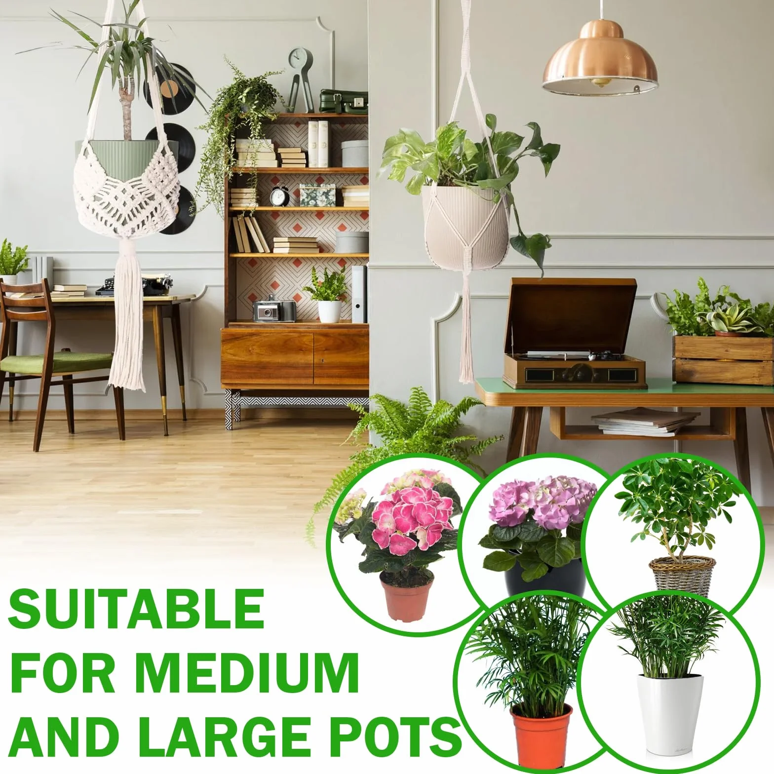 Suspension Macramé pour Plante Tissés à La Main 4 Pièces Décoration Maison Jardinage