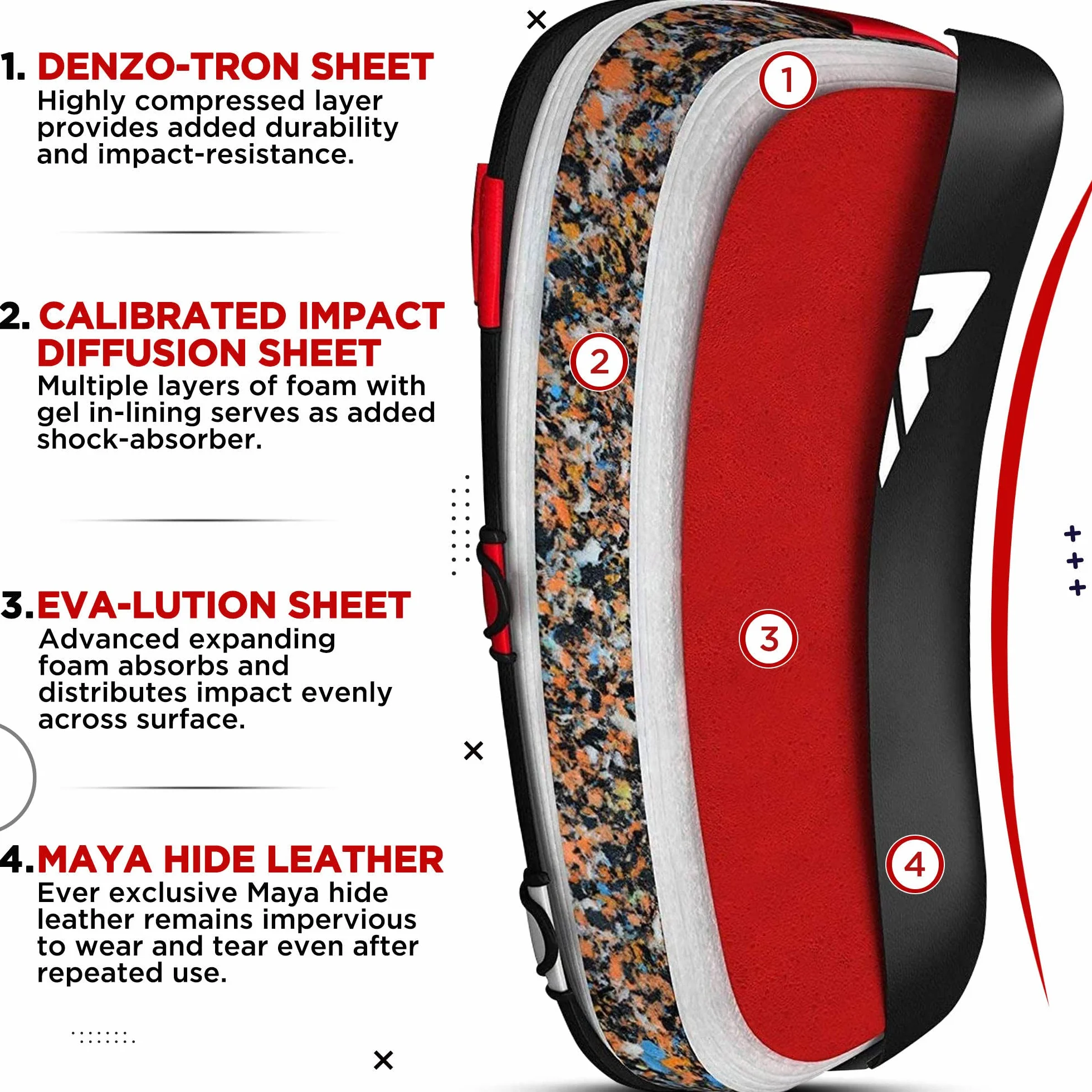 RDX Bouclier de Frappe Pao Boxe Thai Pads, Incurvé Bouclier MMA Coups de Pied Pattes d'ours, Entraînement De Frappe Kickboxing Arts Martiaux Karate Taekwondo Punching Cible (1 PCS Vendu comme Unique)