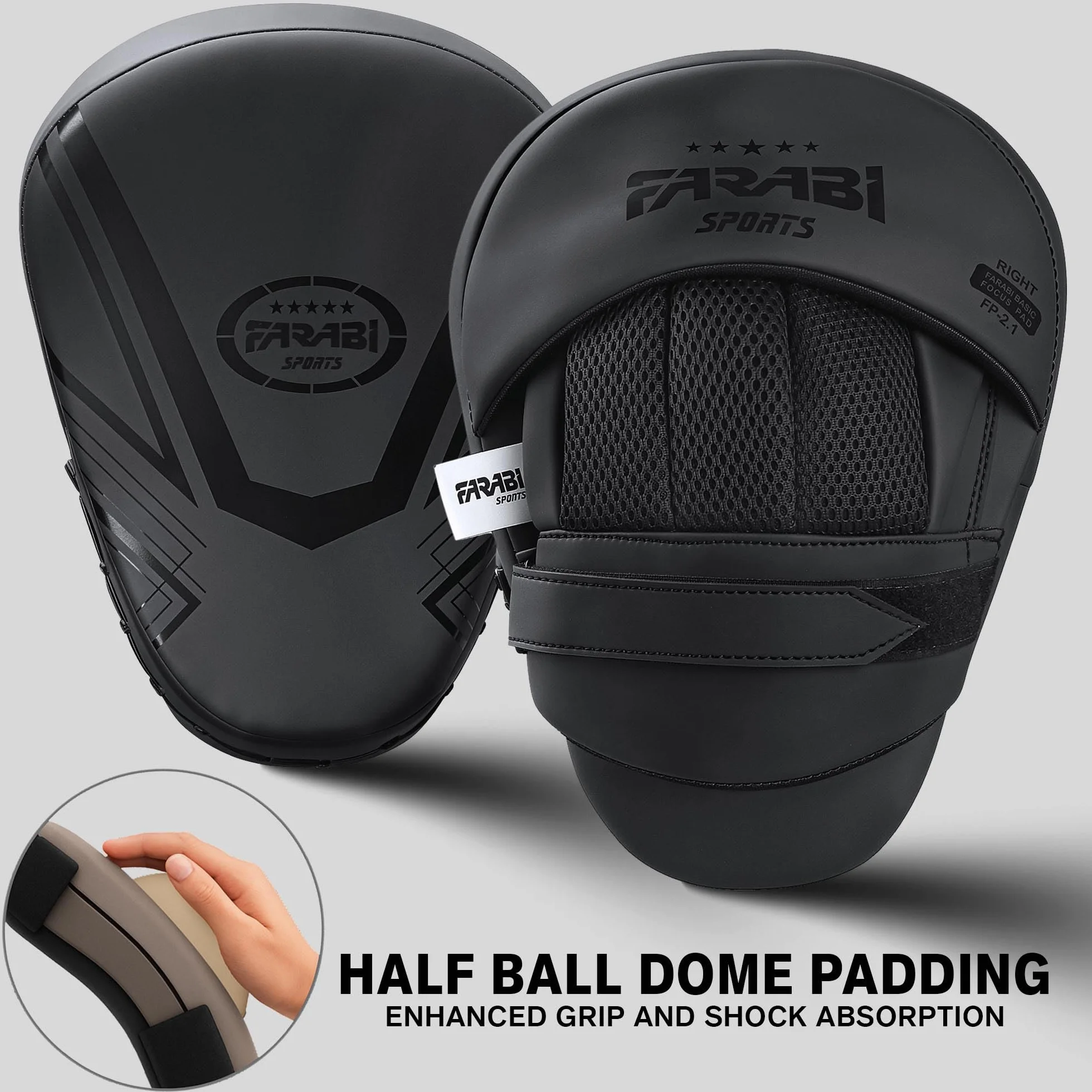 Patte d'ours boxe – Courbes Légères patte d ours Kickboxing avec Mousse Absorbant les Chocs, Boule de Prise, sangle auto-agrippante & Respirantes patte d'ours Kickboxing, MMA & Muay Thai