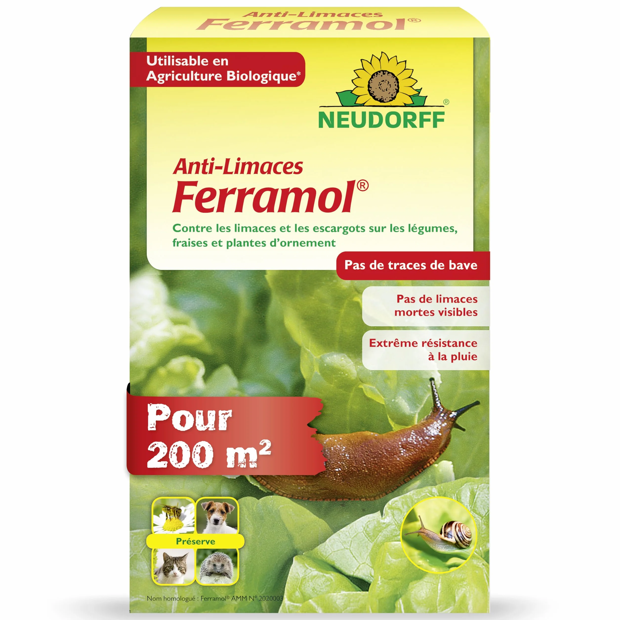 Neudorff Anti-Limaces Ferramol 1 kg Pellets contre limaces et escargots 200 m²
