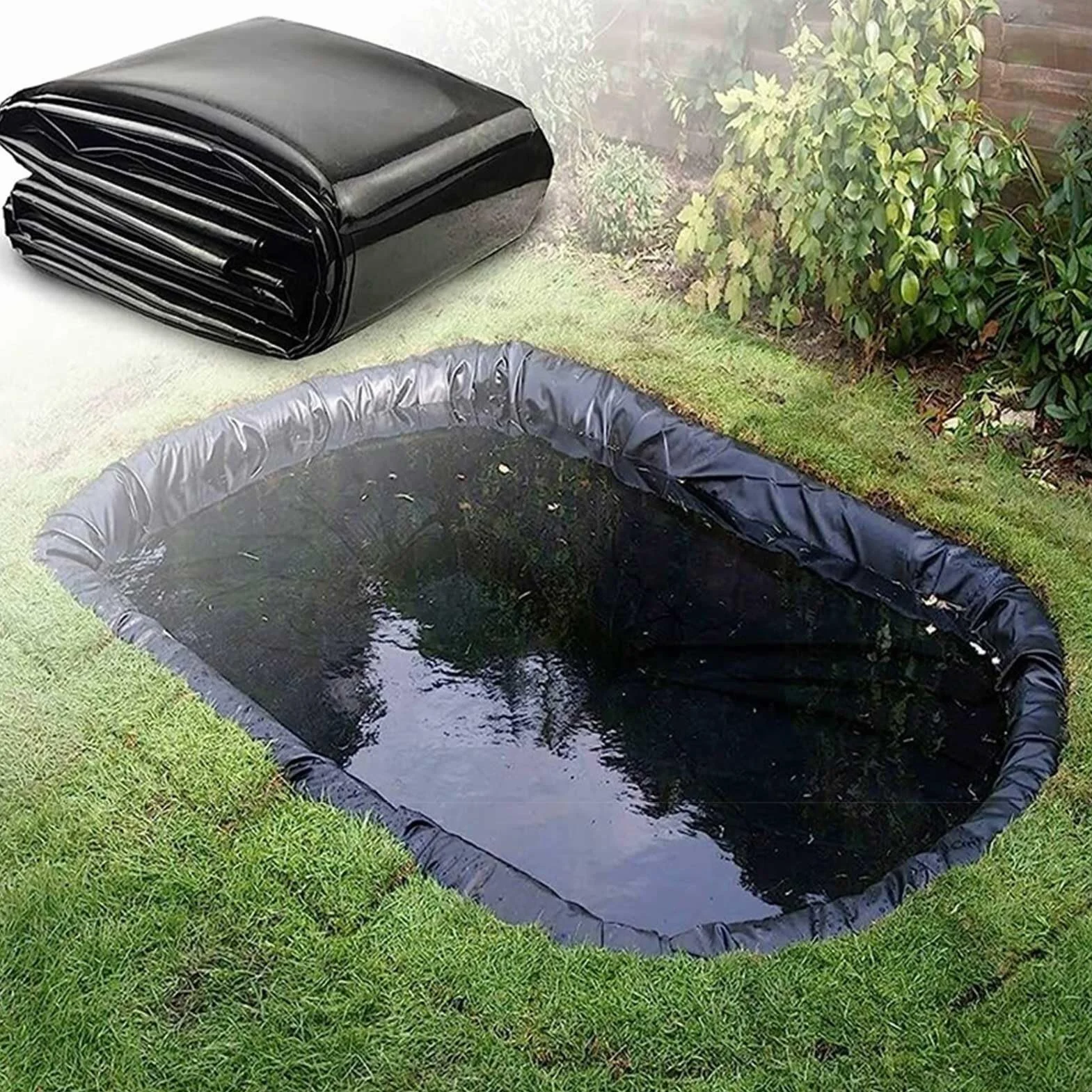 Bâche de Bassin Noire Robuste 3 x 6 m Membrane préformée pour Bassins à Poissons Fontaines