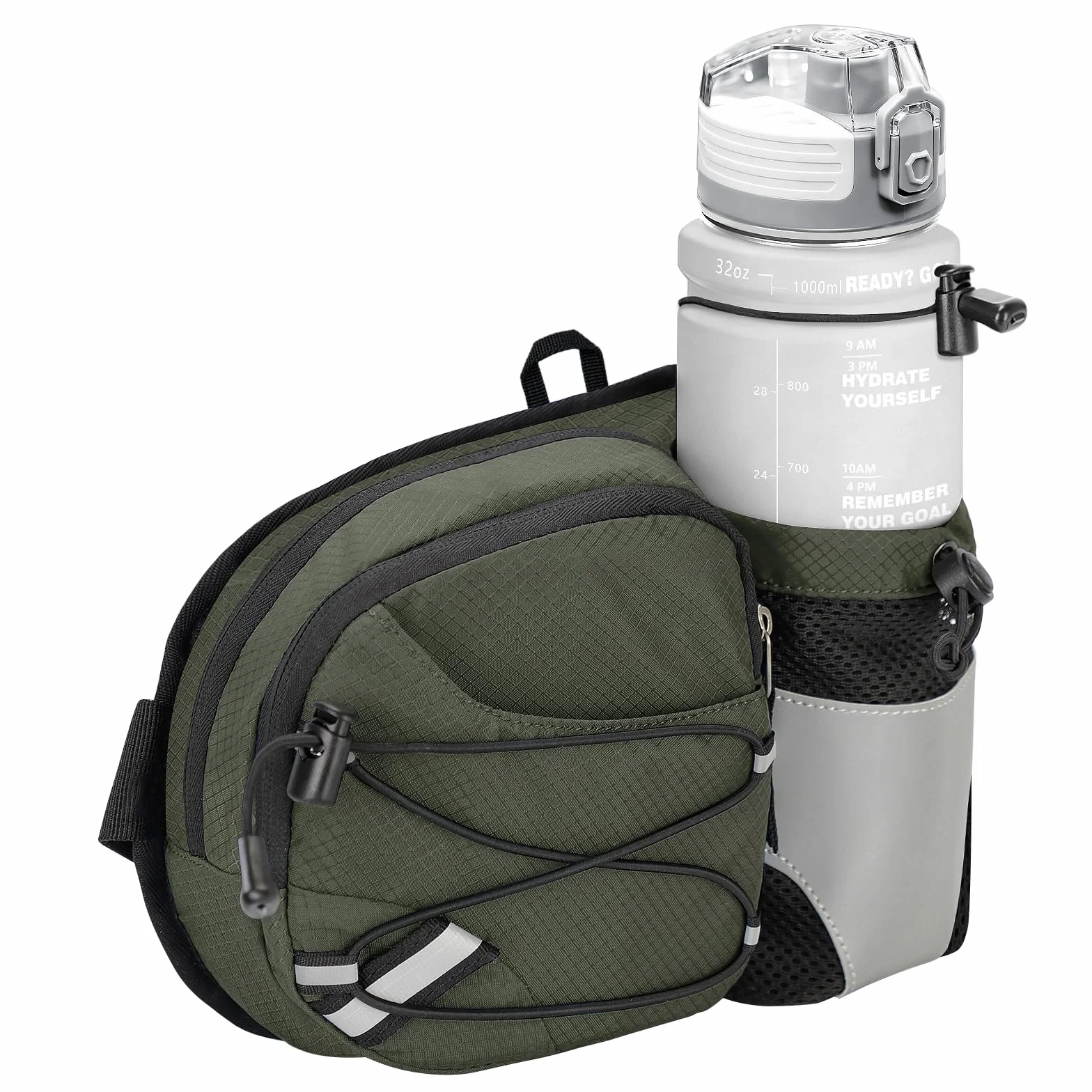 Sac Banane de Randonnée avec Porte Bouteille, Sac Ceinture Banane Femme et Homme, Sacoche Banane de Sport Ceinture pour Voyage Cyclisme Course Chien(avec 1L Gourde)
