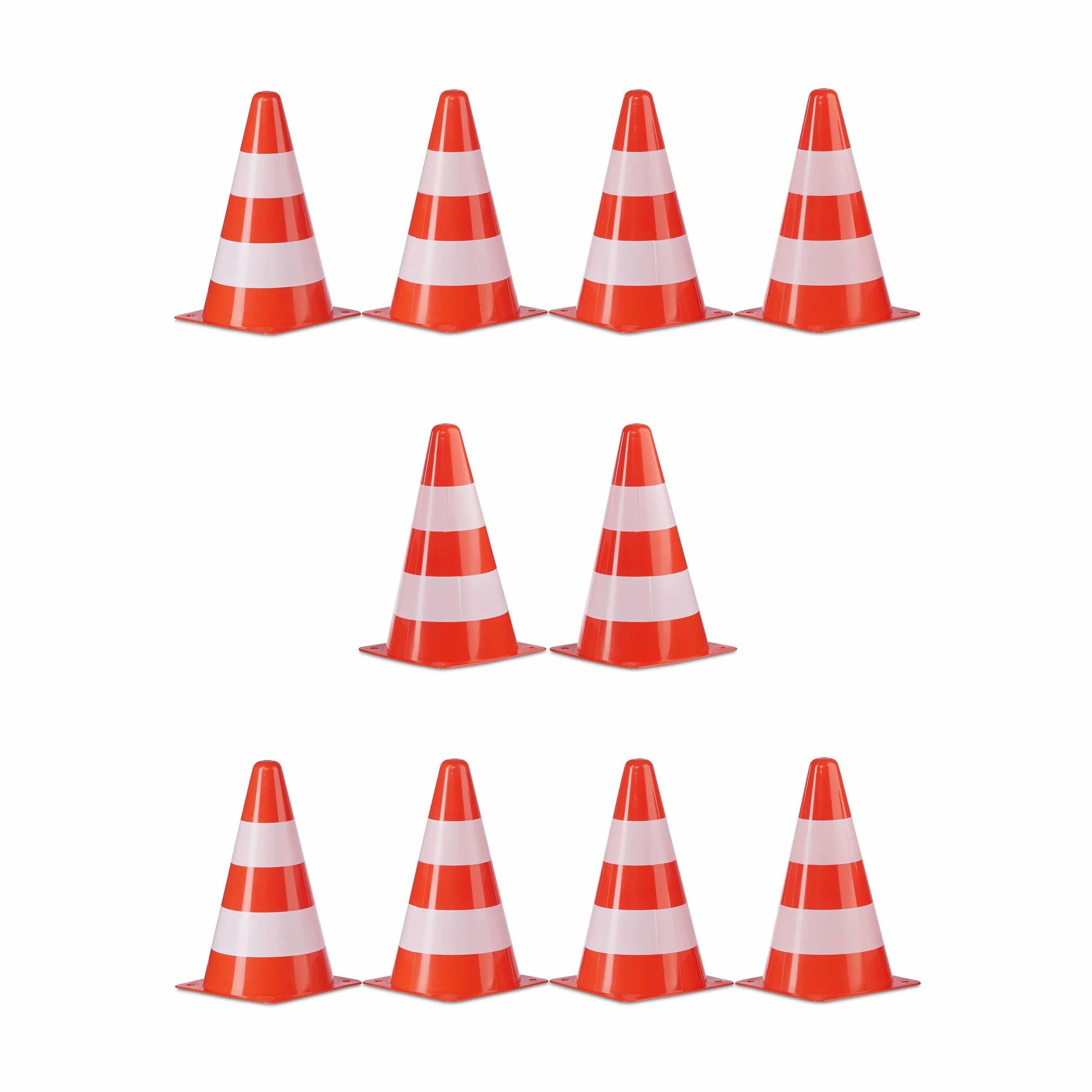 Relaxdays Cône de signalisation 22 cm Orange/Blanc Lot de 20 empilable