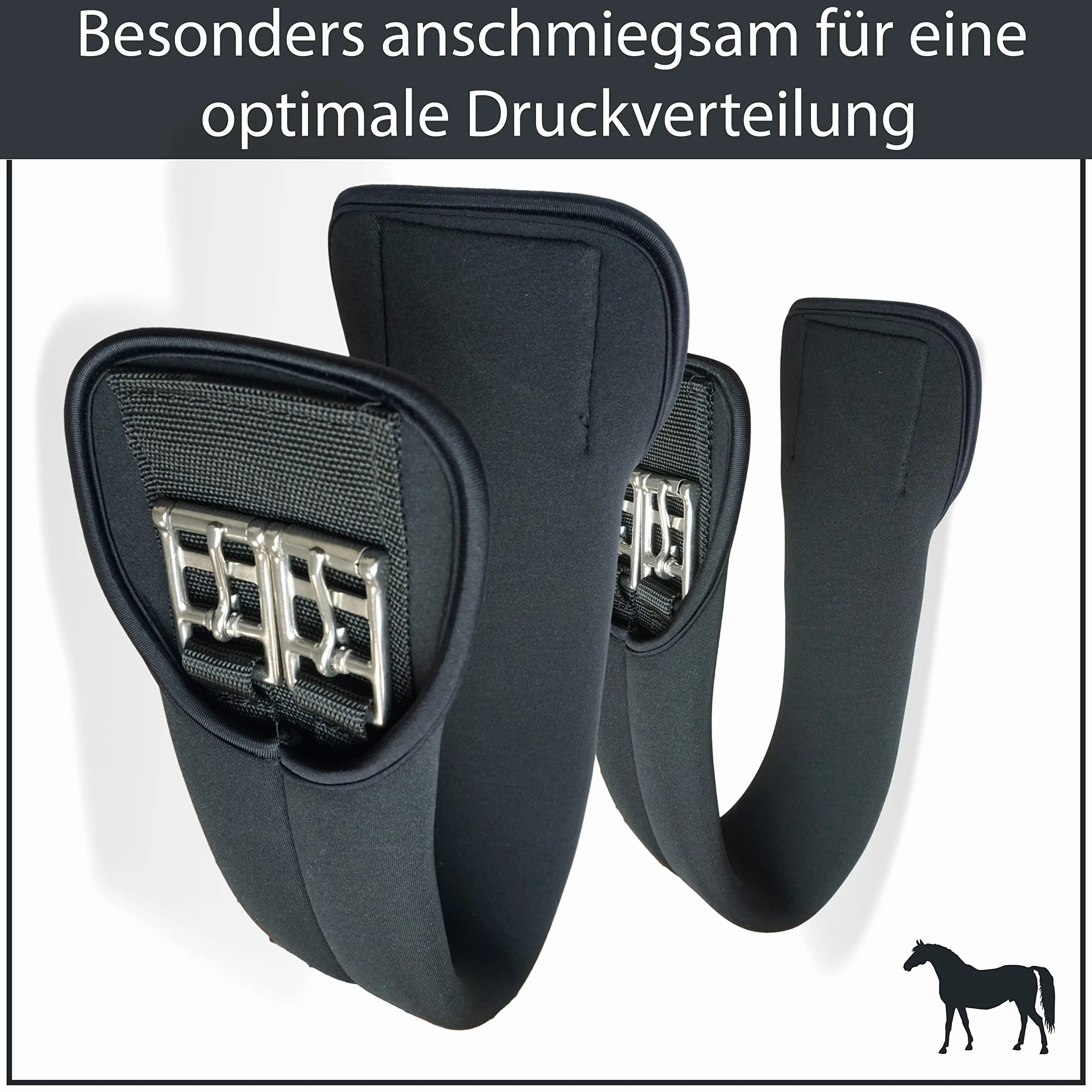 Sangle de selle courte en néoprène pour cheval - Convient comme sangle de selle - Sangle de selle - Sangle ventrale - Sangle en néoprène noire (60 cm, noir)