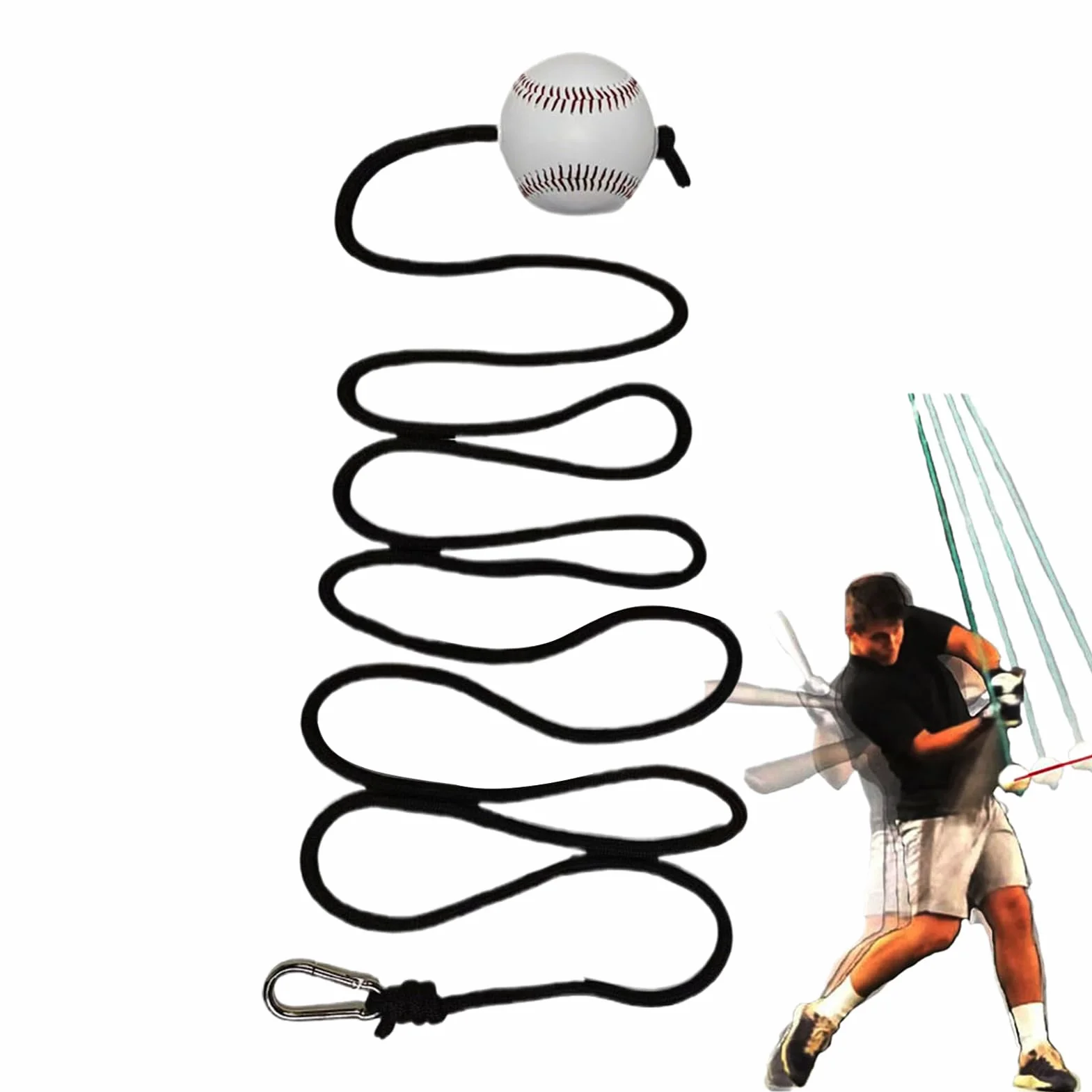 Entraîneur De Frappeur De Baseball - 300 Cm, R Softball Corde | Suspension, Équipement De Pratique Au Bâton | Améliorer La Précision De La Vitesse De Force pour Les Hommes Débutants Professionn