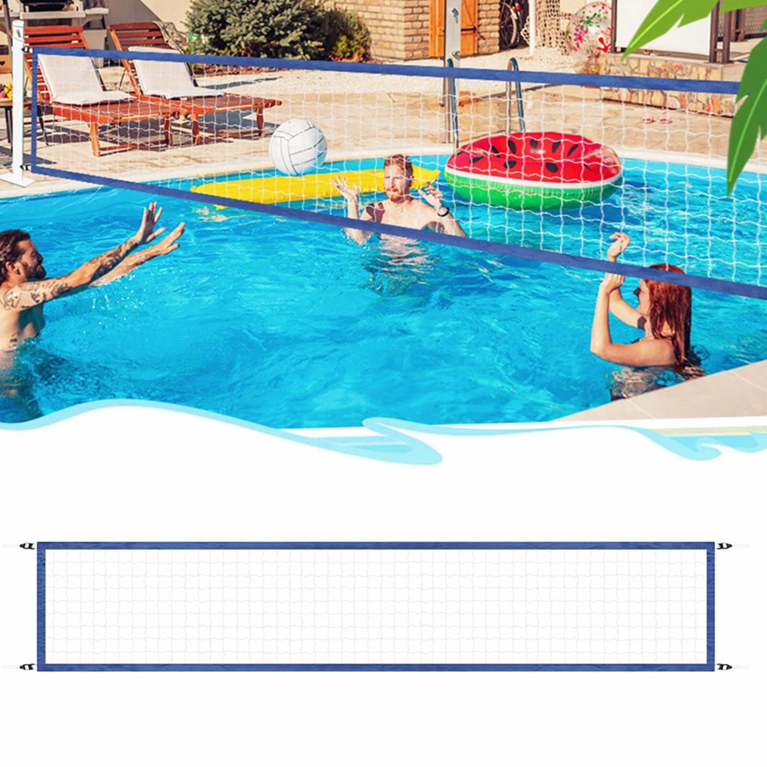 Filet de volley-ball aquatique 4 m – Séparateur de piscine portable en maille pour sports aquatiques