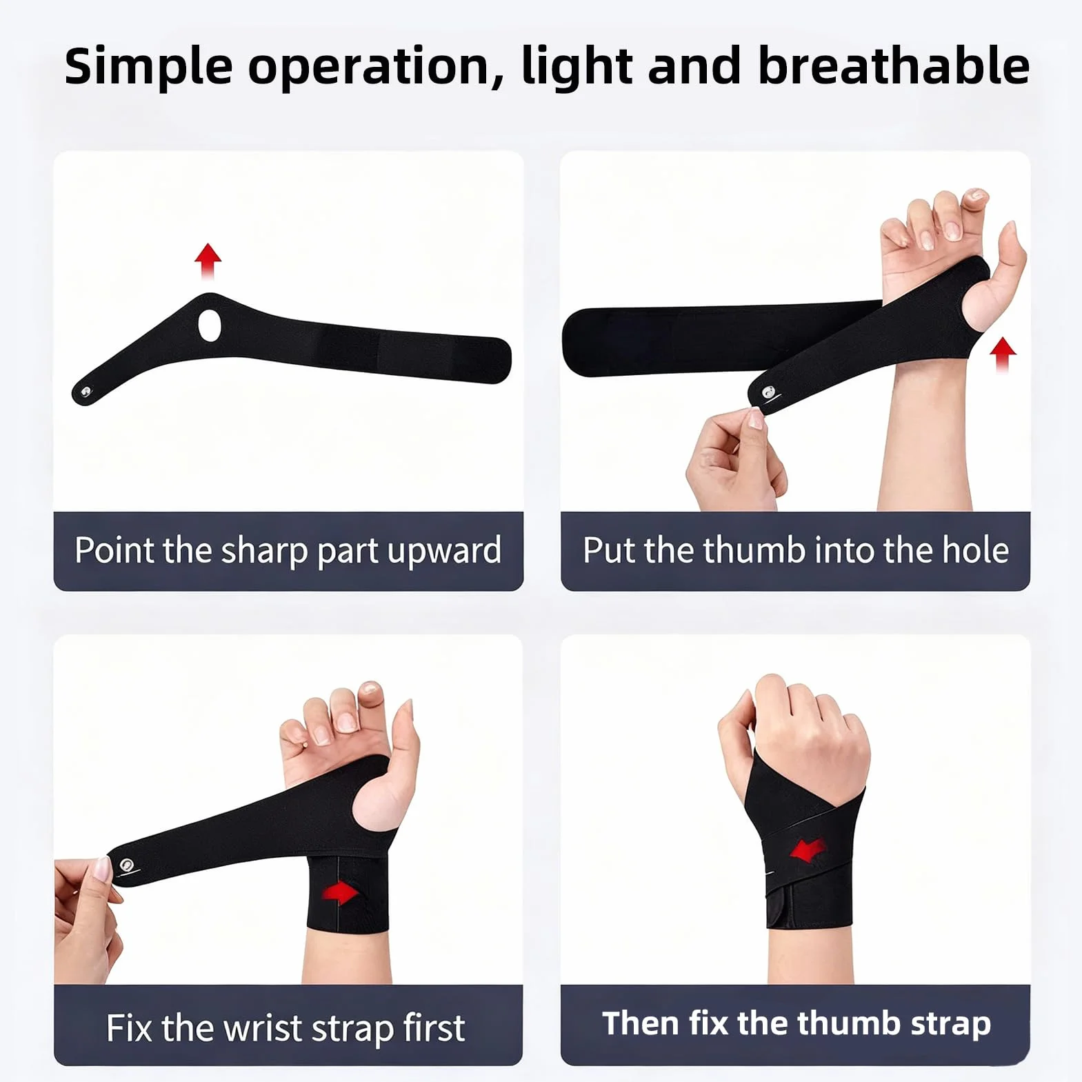 2PCS Attelle Poignet Fine, Orthese Poignet Gauche et Droit, Bandage & Maintien Poignet Respirant pour Tendinite, Canal Carpien, Sport, Travail, Sommeil (Noir)
