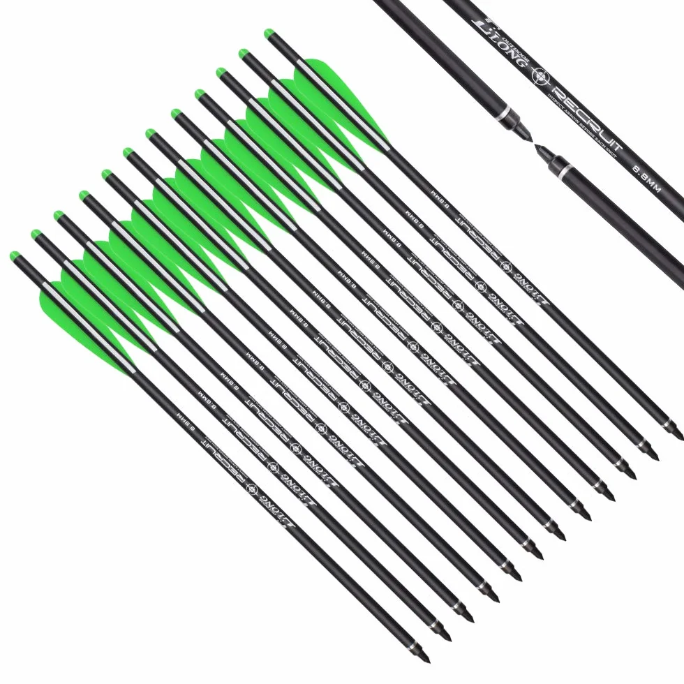 Elong 12 pièces boulons d'arbalète en Carbone 16 18 20 Pouces flèches de tir à l'arc de Chasse avec Pointes de flèche de Remplacement de 100 Grains
