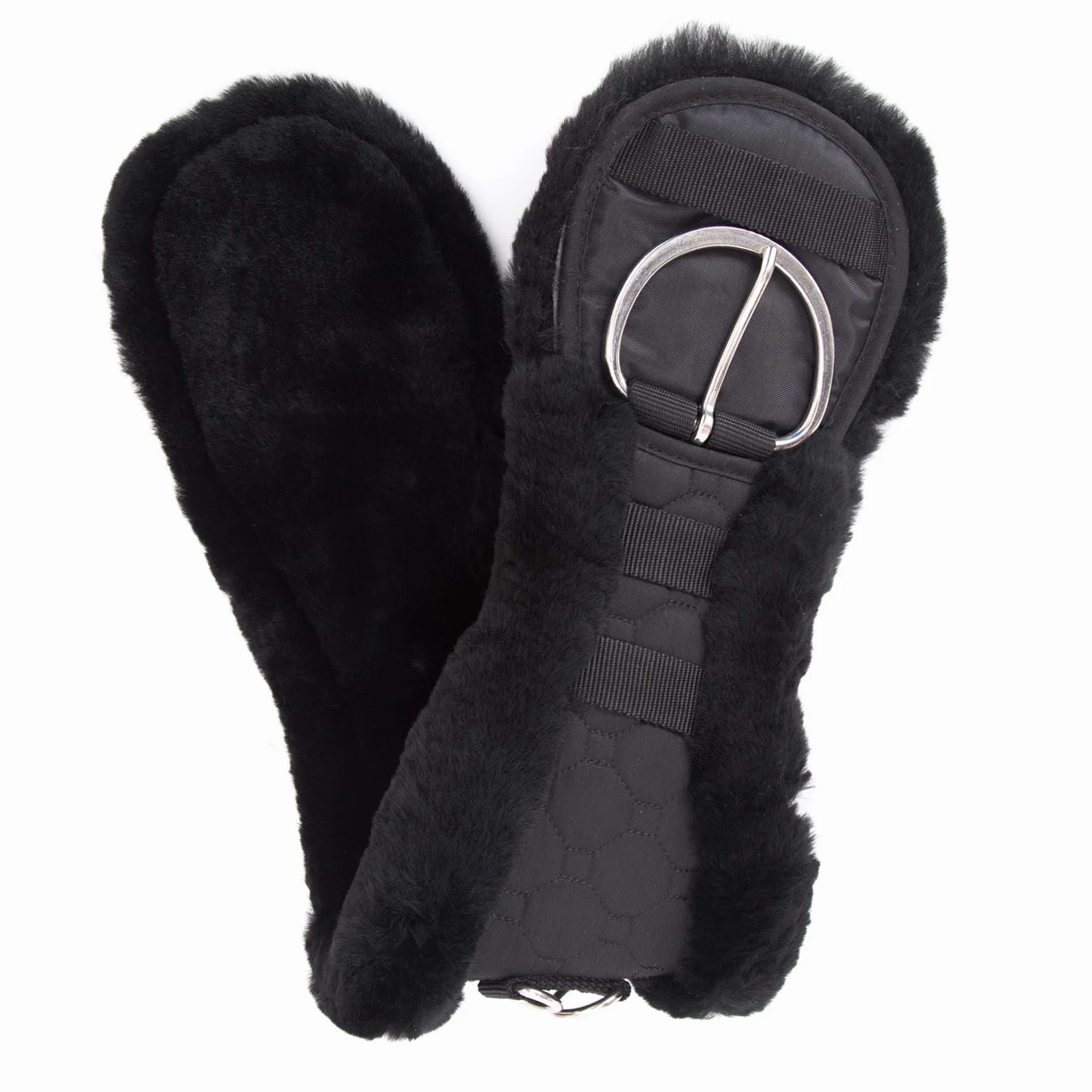 Sangle de selle Western en laine d'agneau mérinos de qualité supérieure - Forme anatomique concave, pour une meilleure adhérence. Couleur : noir 65 cm