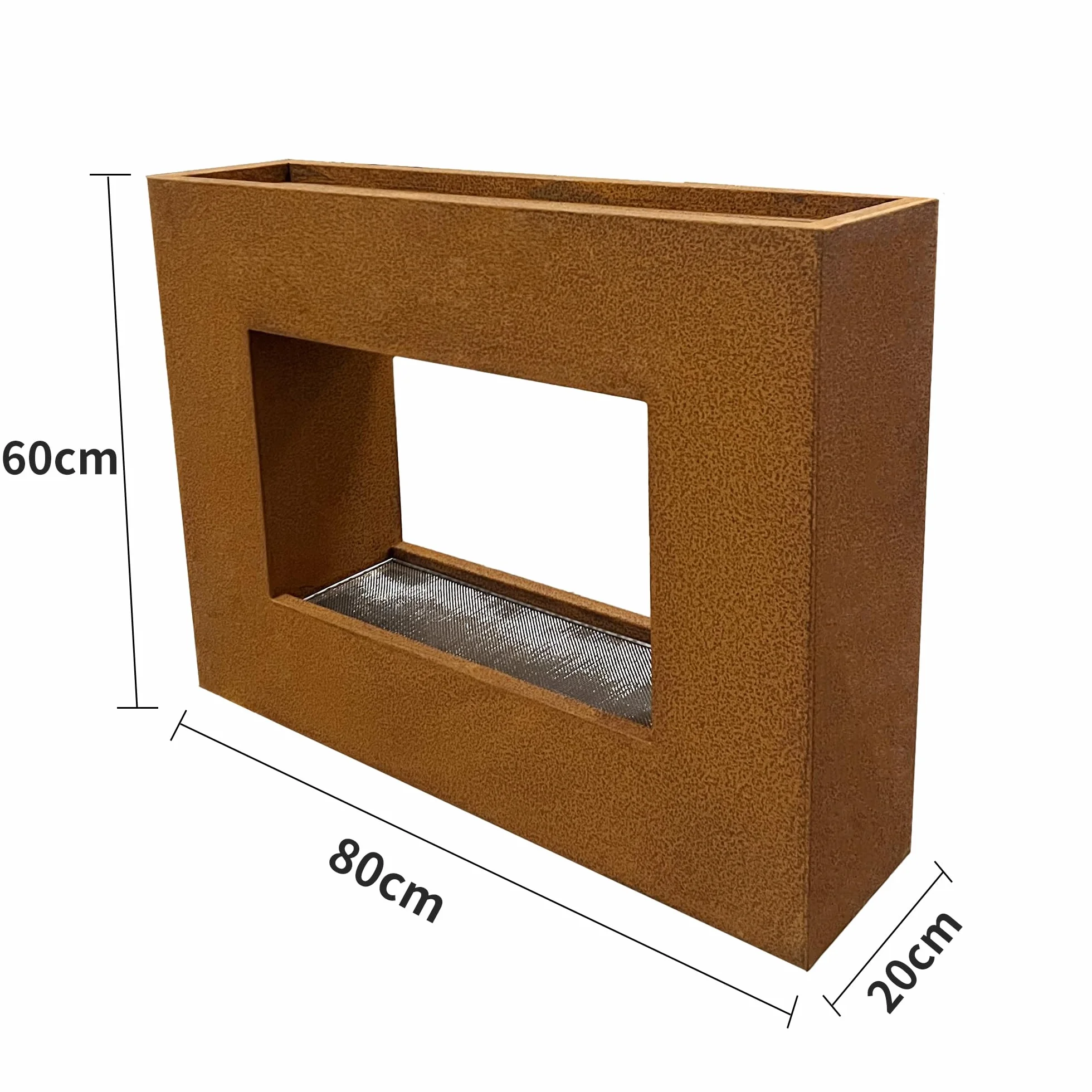 KÖHKO® Rideau d'eau plantable LED 60 cm acier Corten jardinière acier inoxydable Cascade Fontaine d'intérieur