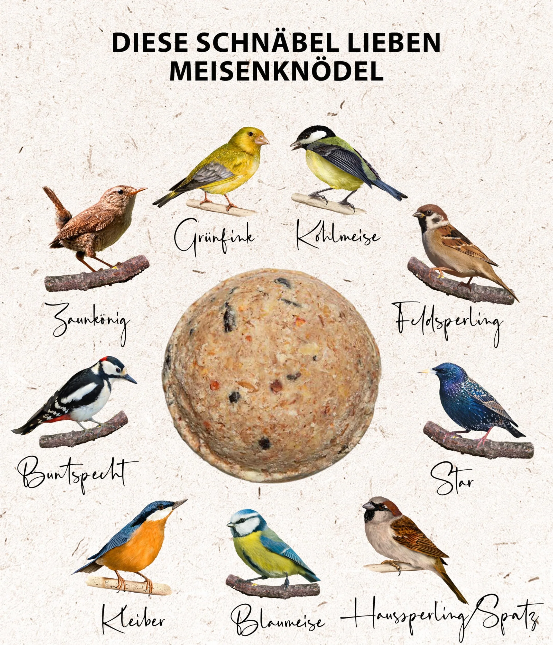 Dehner Natura Nourriture pour Oiseaux Sauvages Boules de Graisse sans Filet 30 pièces 90 g 2,7 kg