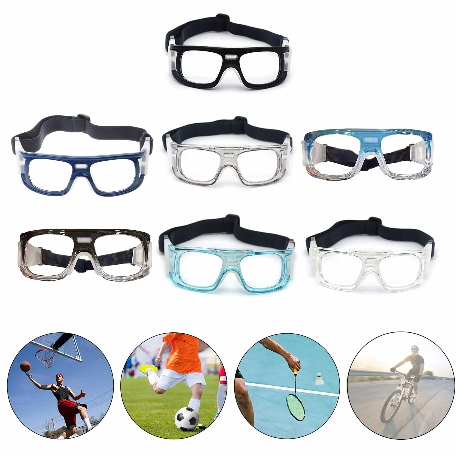 Lunettes de sport professionnelles avec sangles réglables pour homme et femme - Basketball Tennis Neige