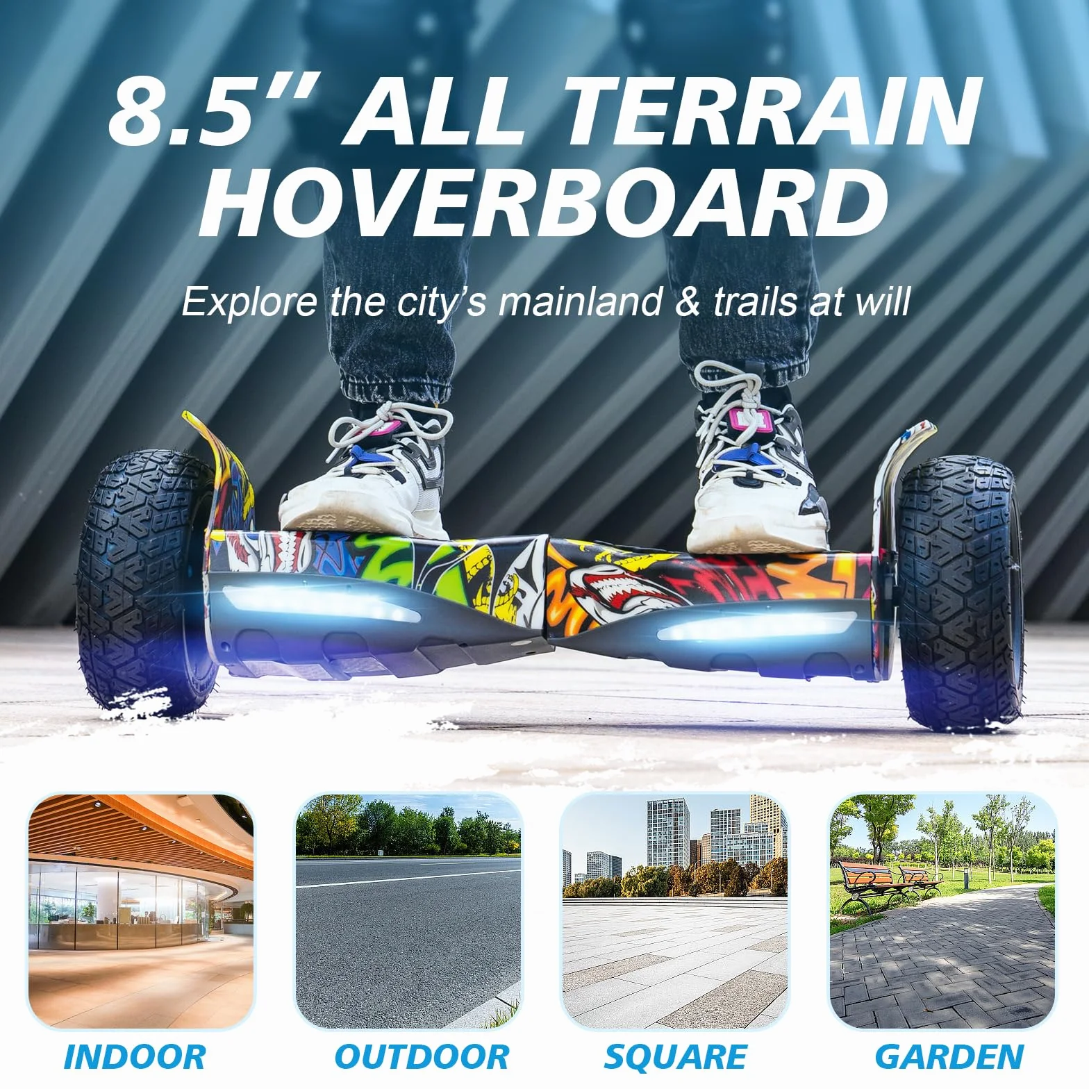RCB Hoverboards SUV Auto-équilibré, APP contrôle Fonction, Hoverboard de 8,5 Pouces Bluetooth+ Hoverkart Go Kart，Cadeau pour Enfants et Adolescents