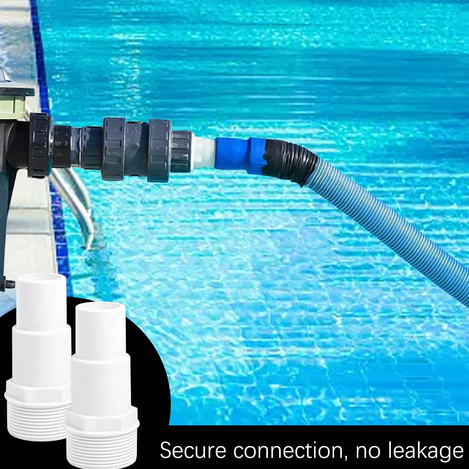 Raccords de tuyau pour piscine 32/38 mm 1,5" Blanc Lot de 2