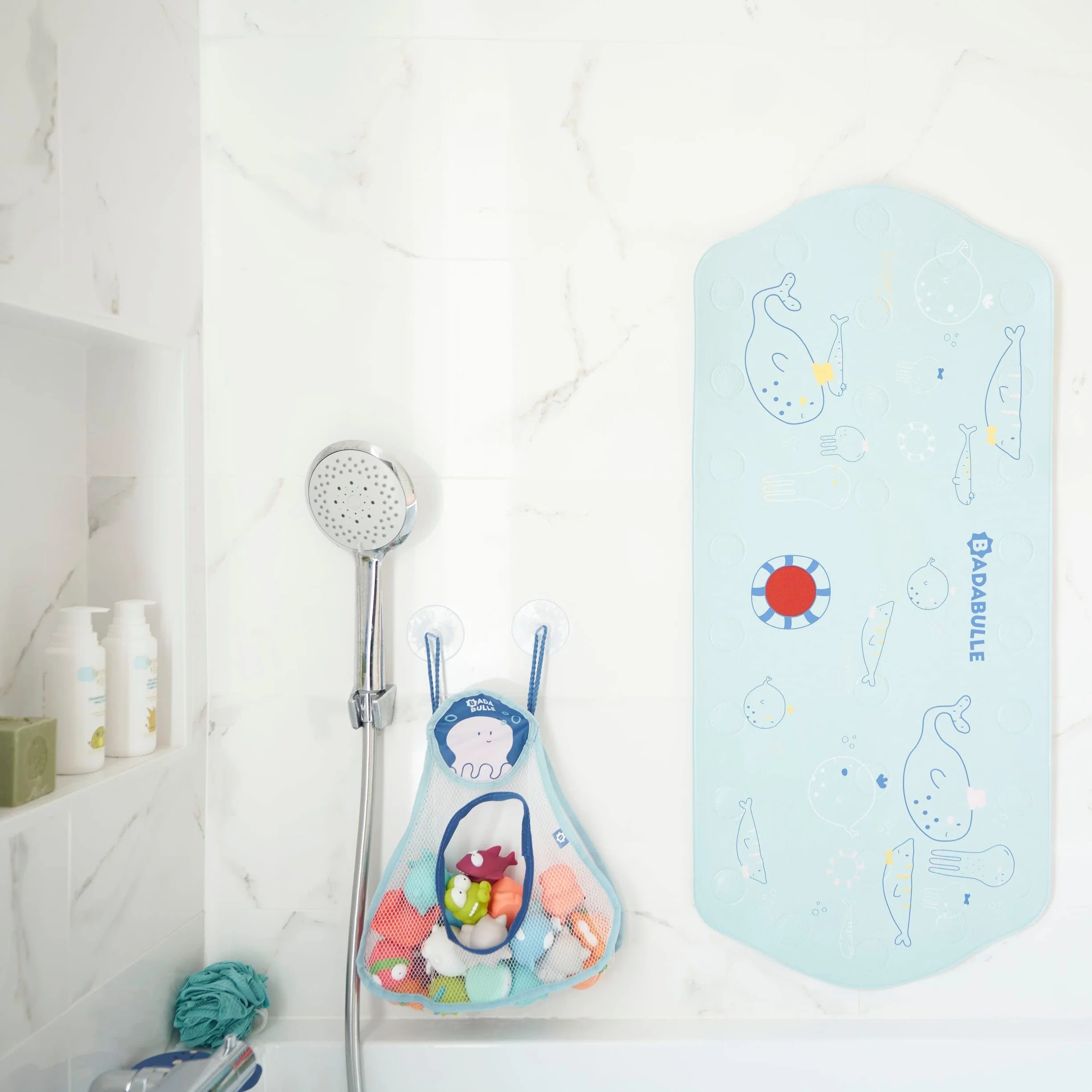 Badabulle Tapis de bain XXL Antidérapant 91 cm Témoin température >37°C Ventouses