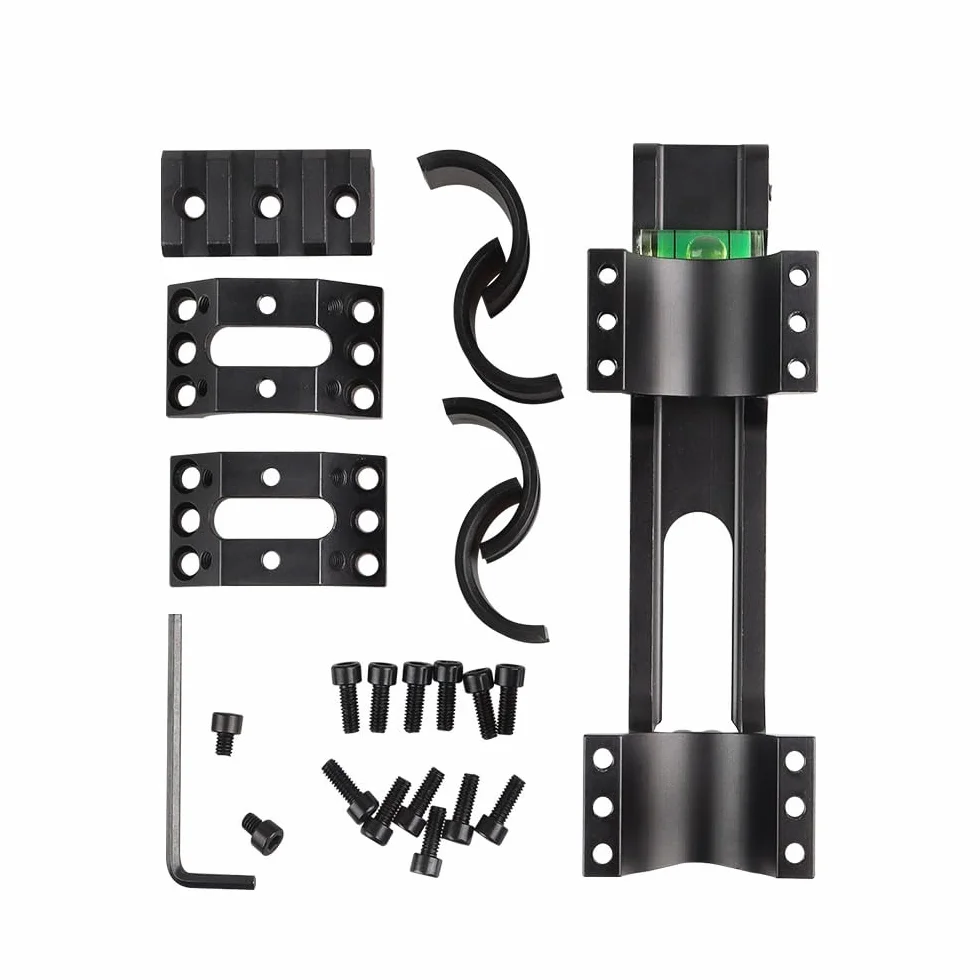 Support De Lunette Optique Double Anneau en Alliage D'aluminium 25,4/30 mm avec Niveau À Bulle Rails Picatinny Décalés