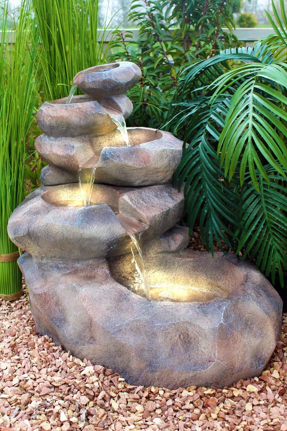 Arnusa Grande Cascade Fontaine de Jardin LED avec Pompe SB103-19