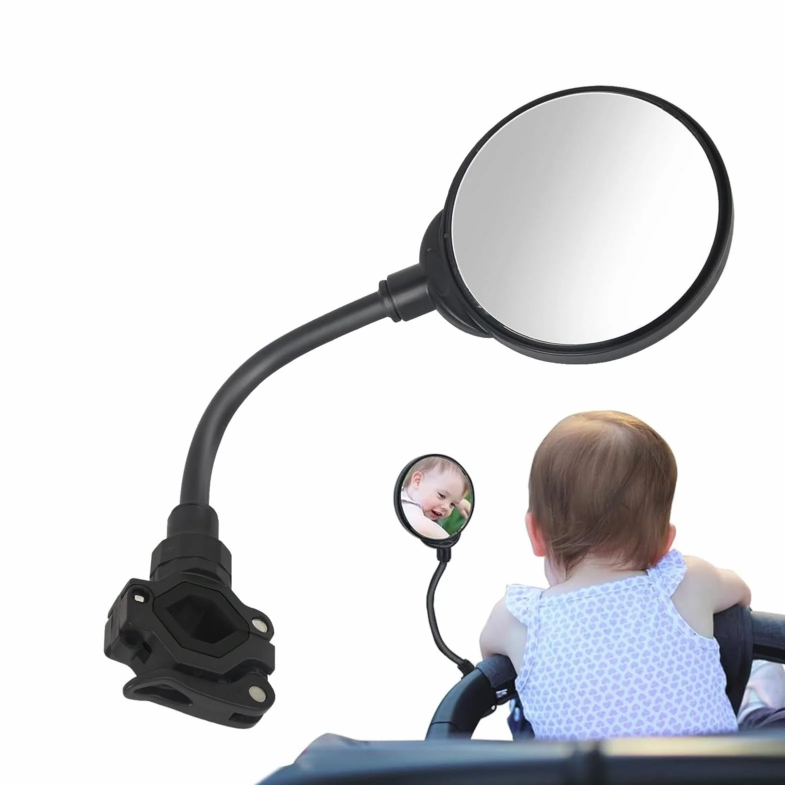 Miroir De Poussette Pour Bébé Rétroviseur Réglable Pour Vélos Accessoires De Sécurité