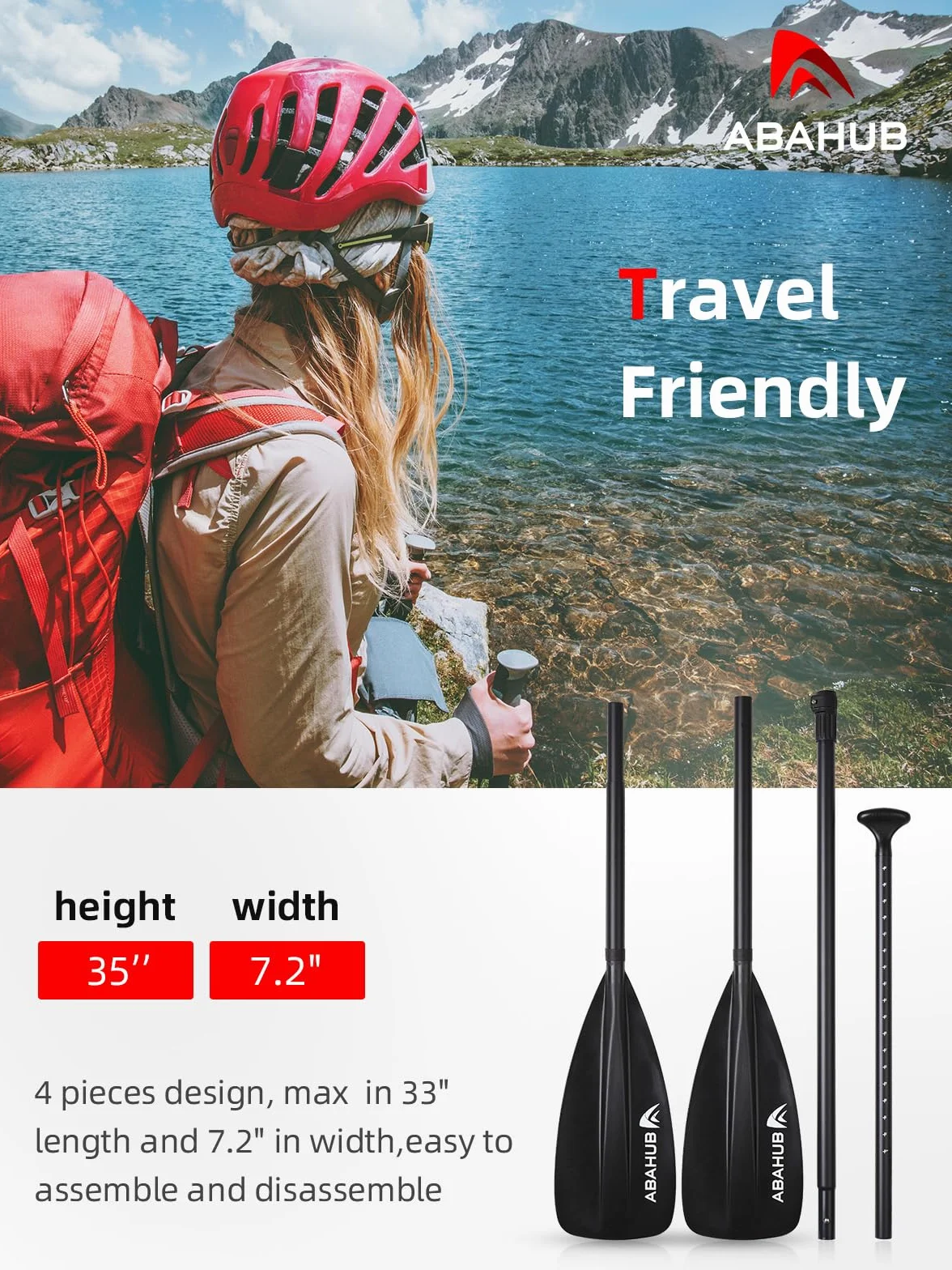 Abahub Pagaie Paddle / 2 en 1 Sup Kayak Pagaie Paddle Aluminium Pagaie Paddle Rame Réglable Léger pour Paddleboard, Télescopique 173-213cm avec Revêtement PU Plastique Nylon Lame Noir/Bleu/Vert/Orange