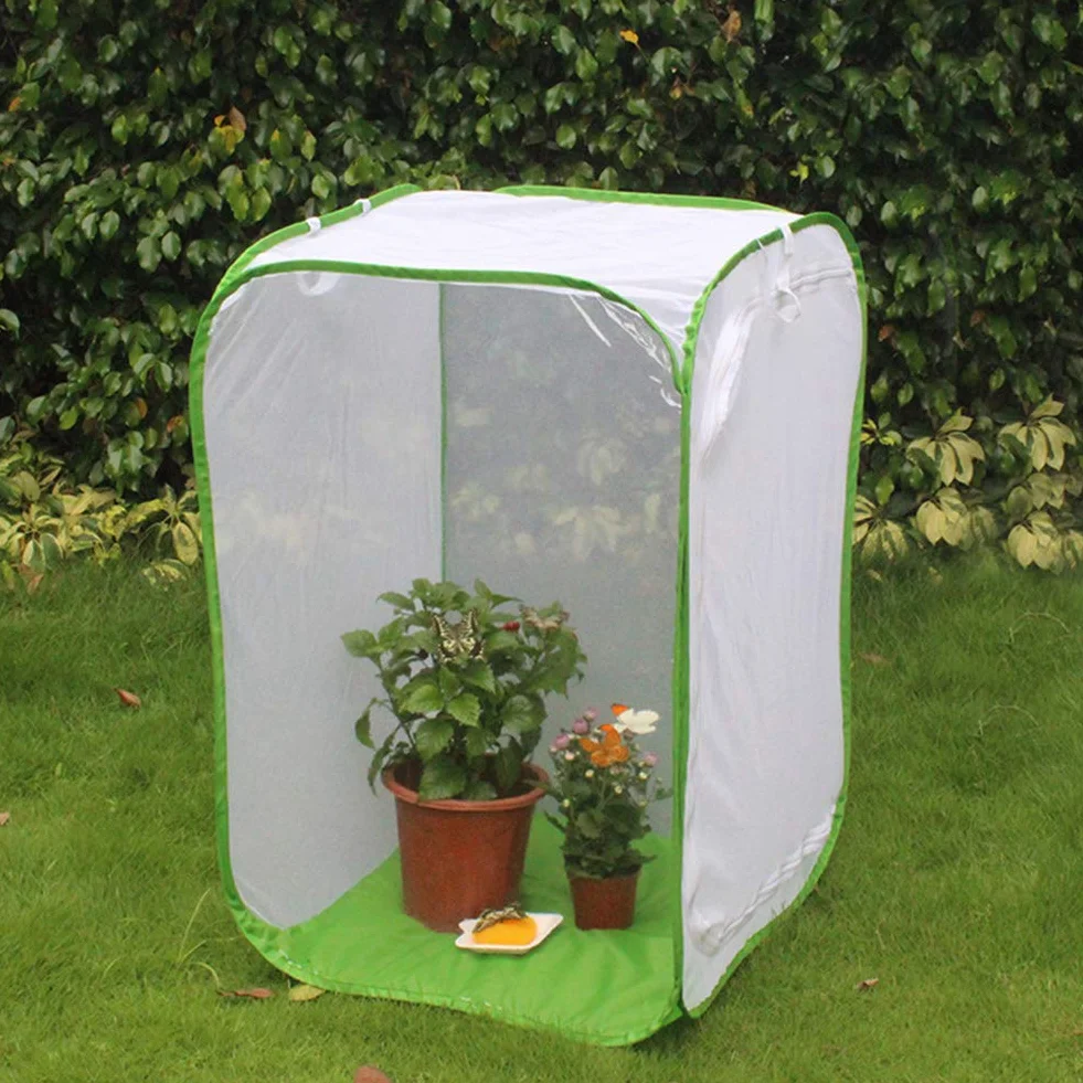 Insecte Élevage Cage Papillon Habitat PVC Transparent Pliable Amovible Blanc Filet Serre Tente pour Élevage Insectes Extérieur