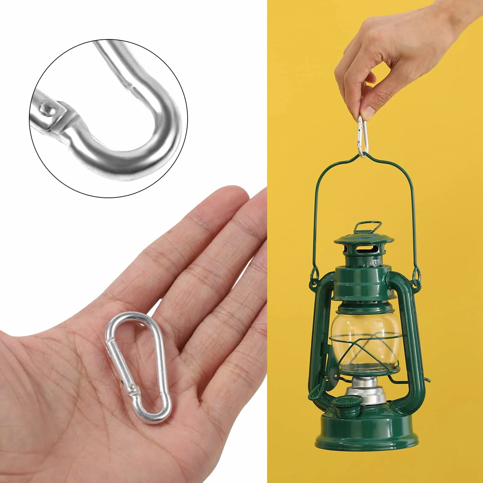 Petit Mousqueton, Mousquetons en Aluminium Porte Clef Mousqueton pour Sac à Dos Laisse Chien Camping Randonnée Pêche Voyage (Argent)