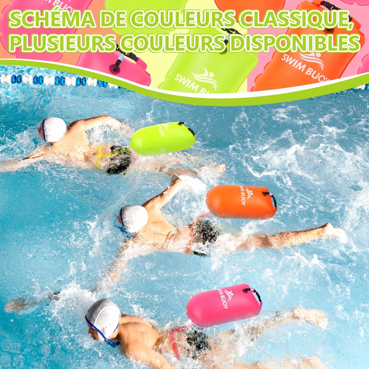 JONRRYIN Bouée de natation 28 l, sac étanche et flottant, gonflable, appareil de sécurité pour la natation en eau libre, idéale pour les triathlons et les surfeurs