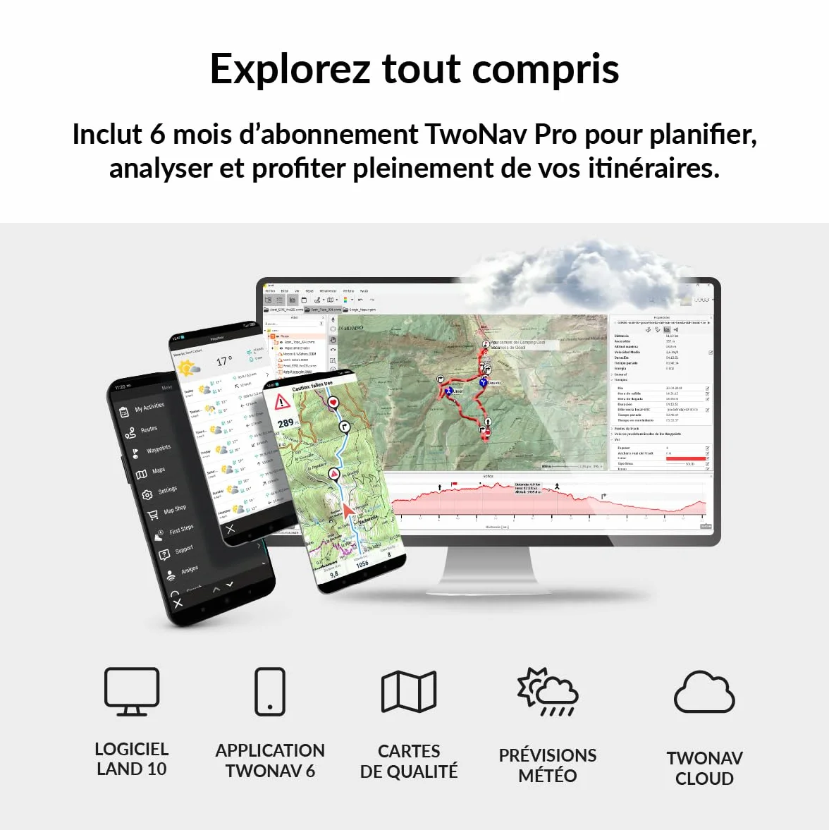TwoNav Cross Plus (32 Go) + Carte 5 Dalles de France IGN Top25, GPS de Sports avec écran 3,2 Pouces pour VTT, vélo, Trekking ou randonnée