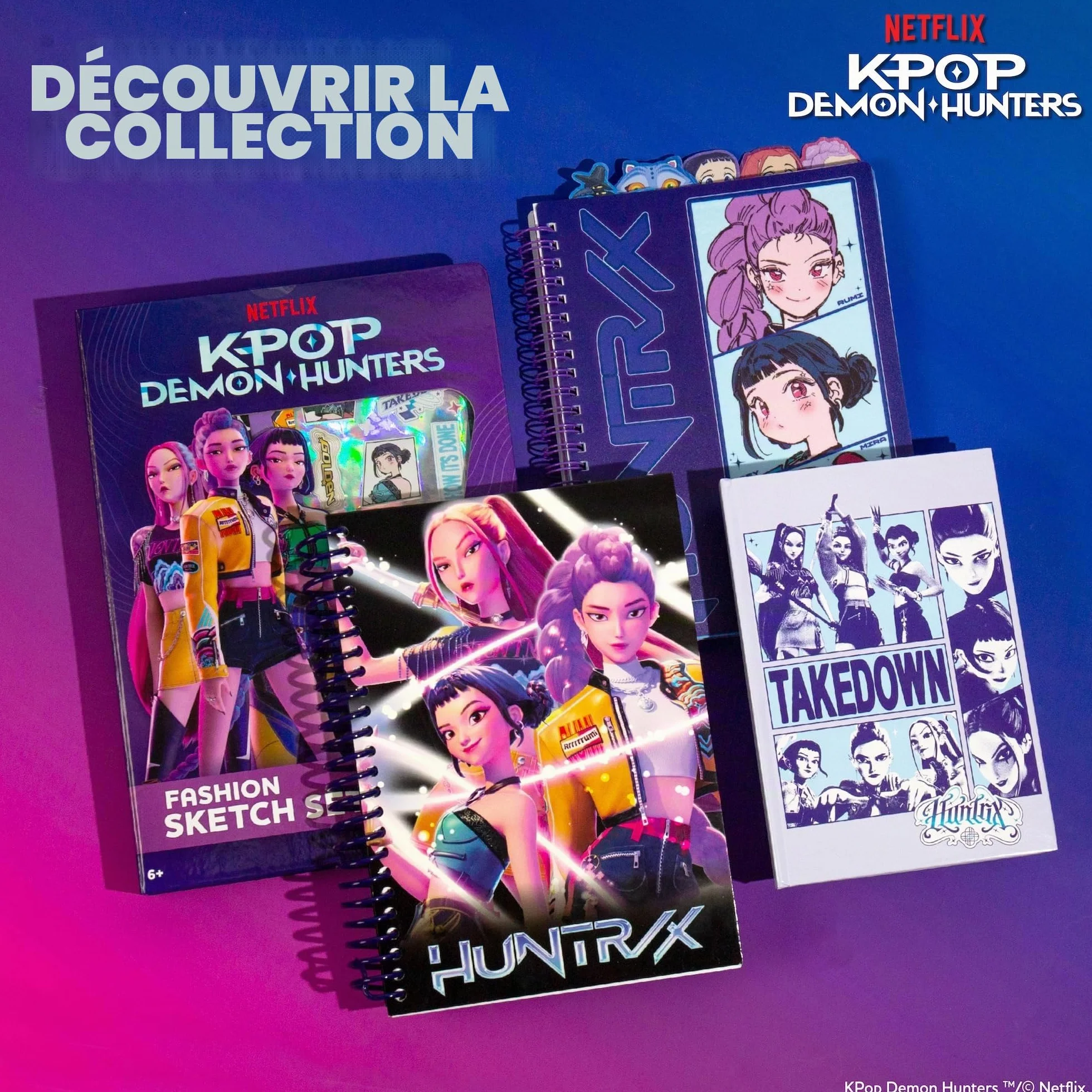 Kpop Demon Hunters Fashion Sketch Set - Livre à colorier, Stylos gel, Autocollants, Pochoirs