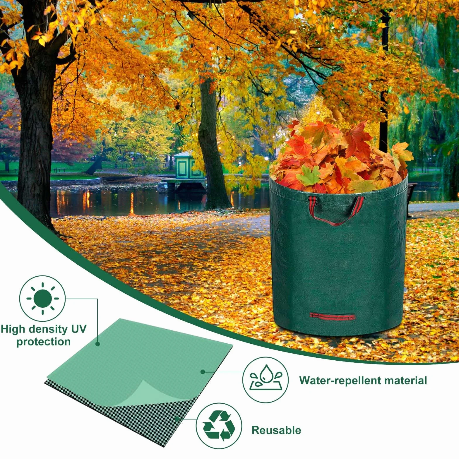 Sacs de Jardin 300L 4x Pliables Réutilisables Étanches avec Poignées Déchets Jardinage