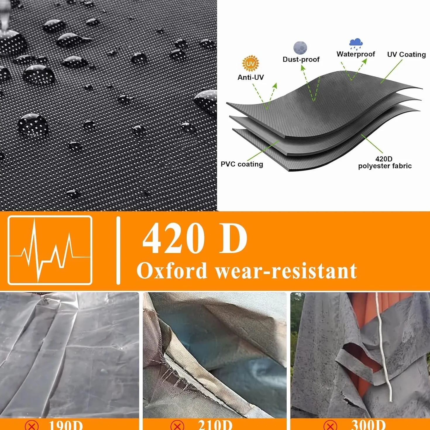 Housse de Protection pour Parasol 420D Imperméable Anti-UV 2,7-3,5 m avec Perche Télescopique