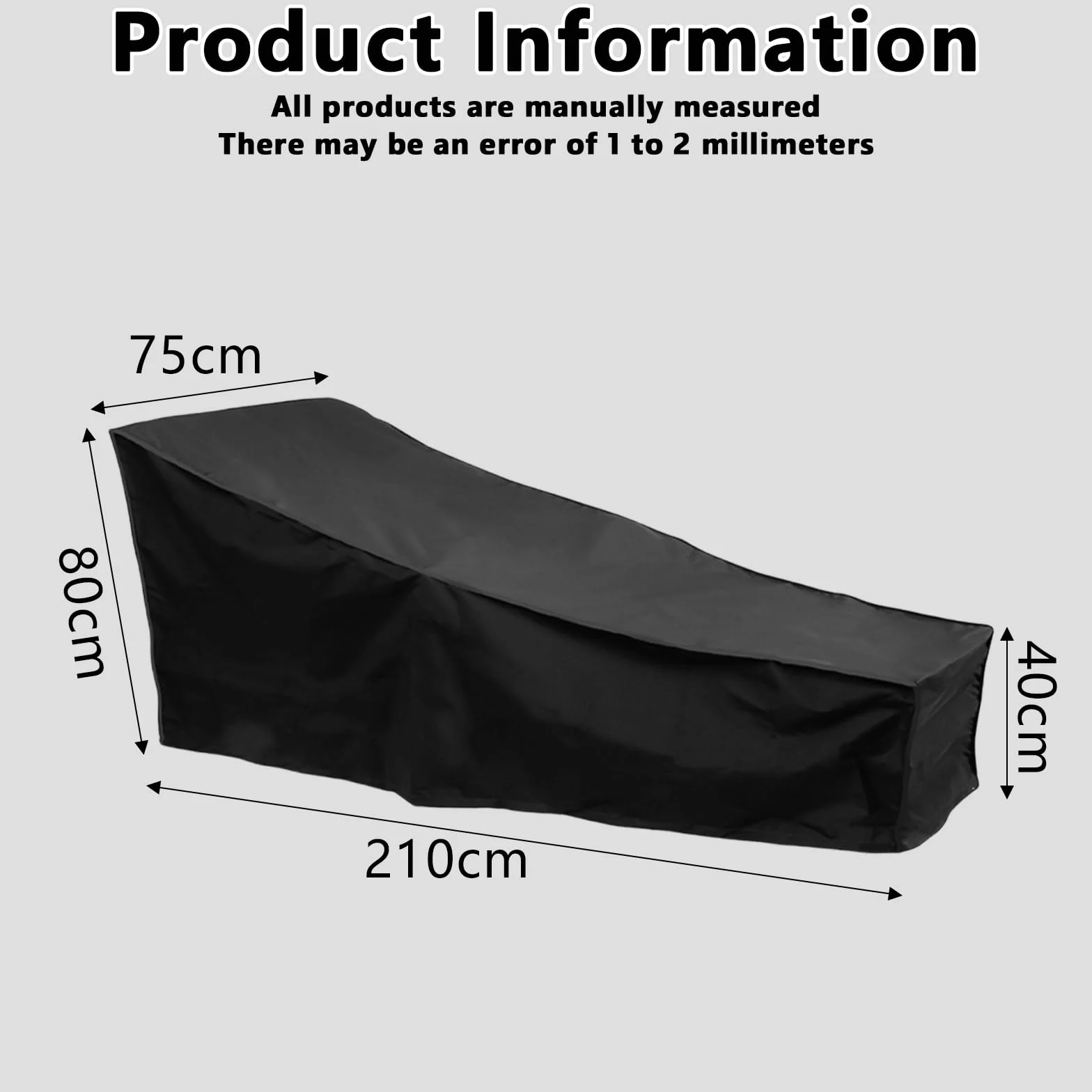 Housse de protection chaise longue 210 x 75 x 80/40 cm Tissu Oxford 210D Imperméable Résistant UV
