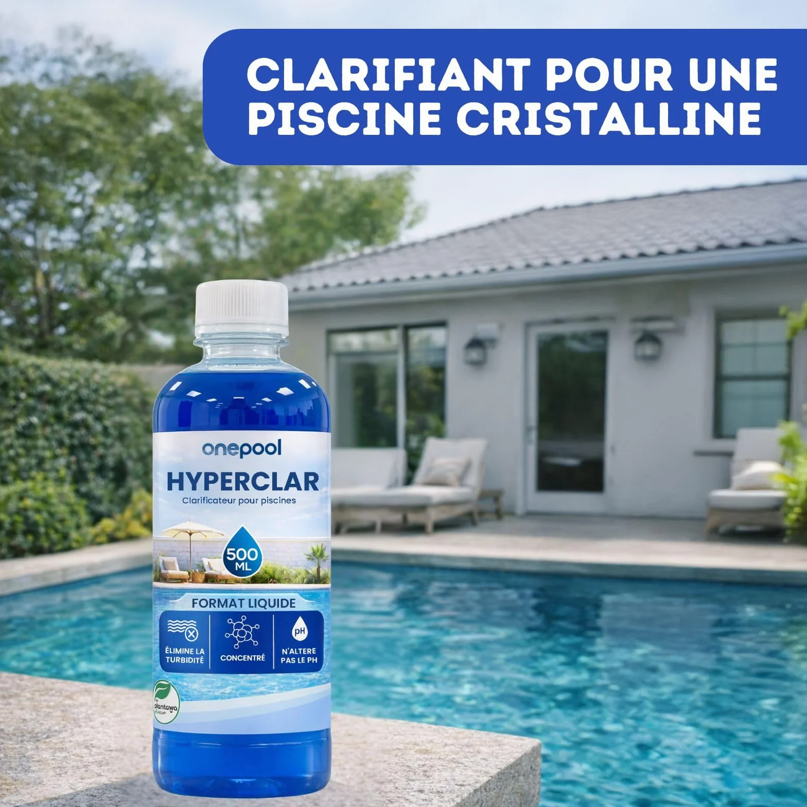 PLANTAWA Clarifiant Piscine 500 ML | Clarificateur d’Eau Concentré pour Piscine et Spa