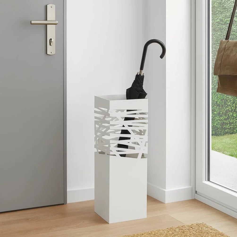 Porte-Parapluie Moderne Versa Rulo Métal Blanc 49x15.5x15.5 cm