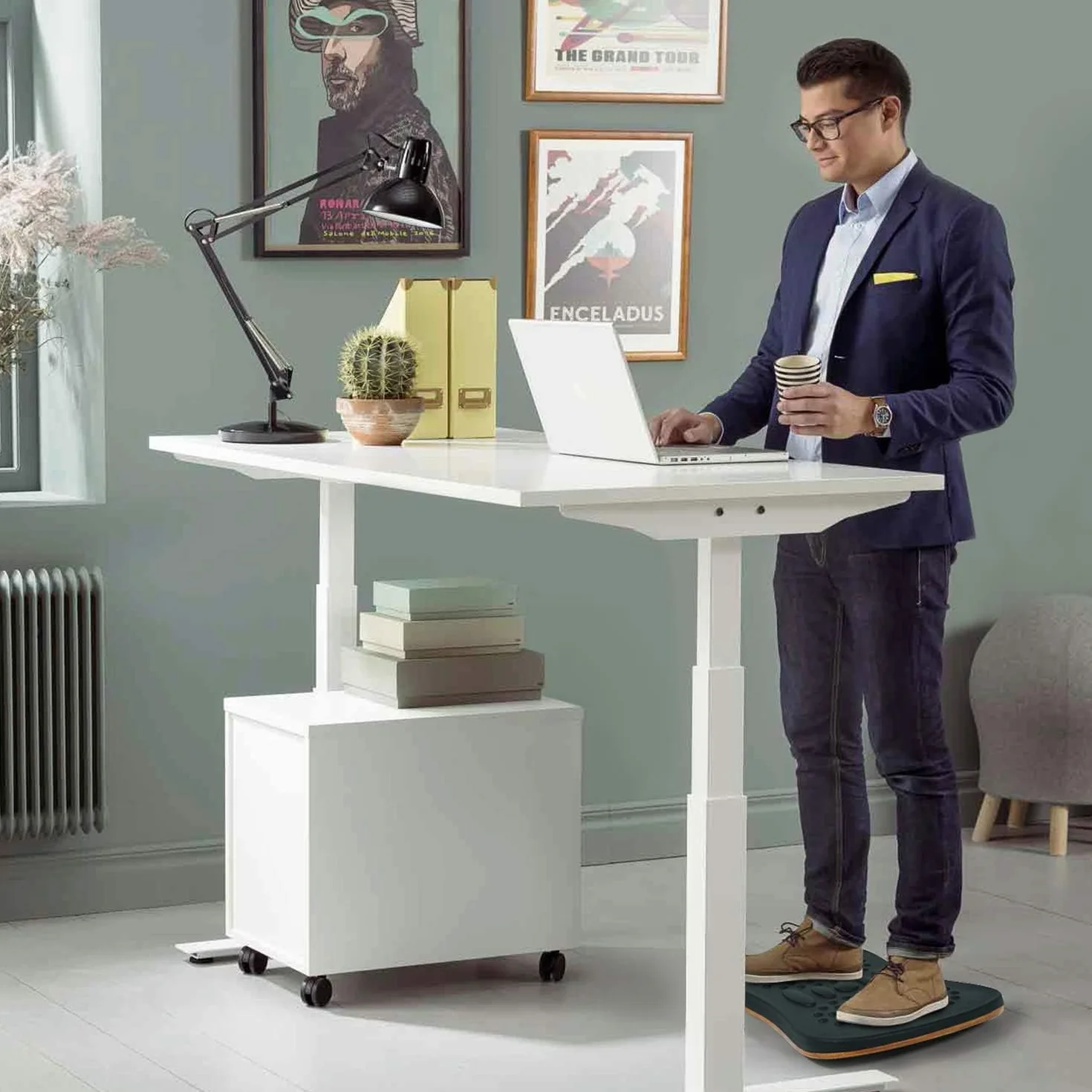 Yes4All Wobble Balance Board for Standing Desk/Anti-Fatigue Office Foam Pad - Standing Desk Mats, Rocker Board, Office Accessories, Wobble Board With Massage Ball