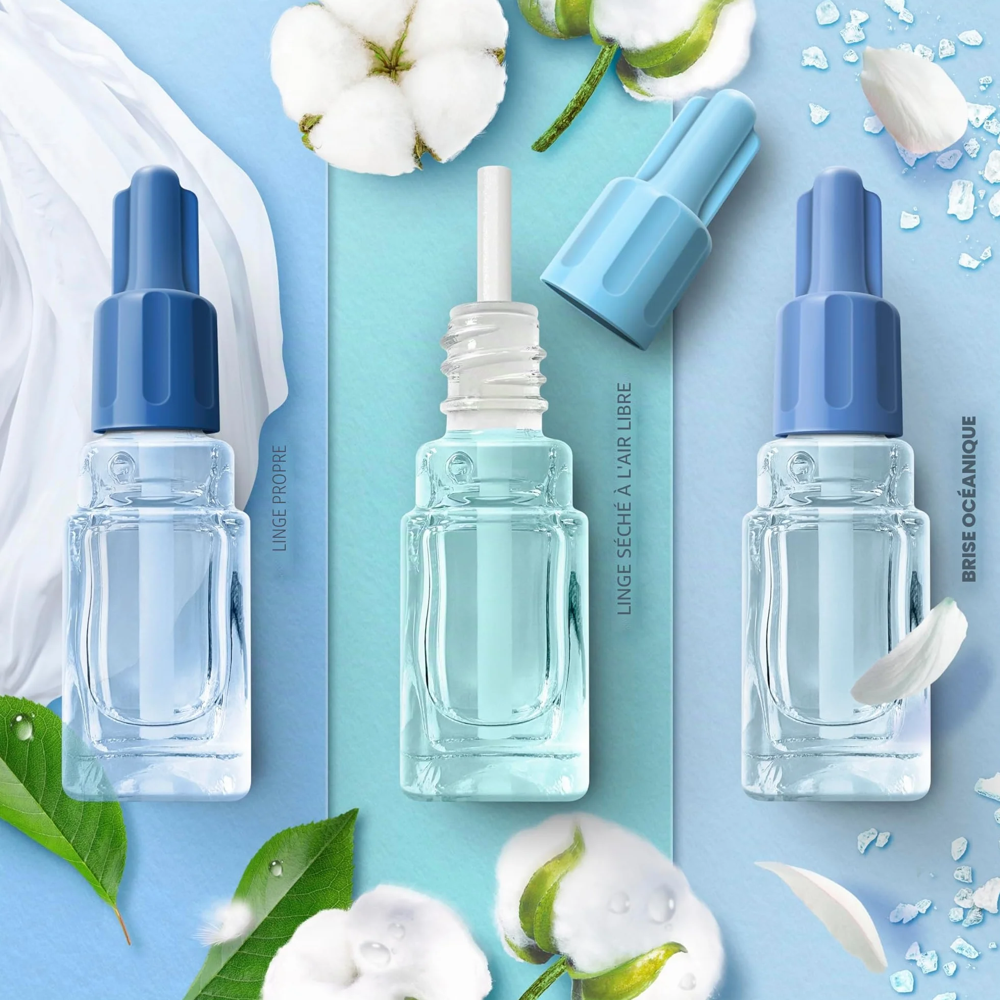 Febreze Désodorisant Électrique Méga Pack 4 Recharges 20ml 3 Parfums Pureté de Coton Fraîcheur 90 Jours