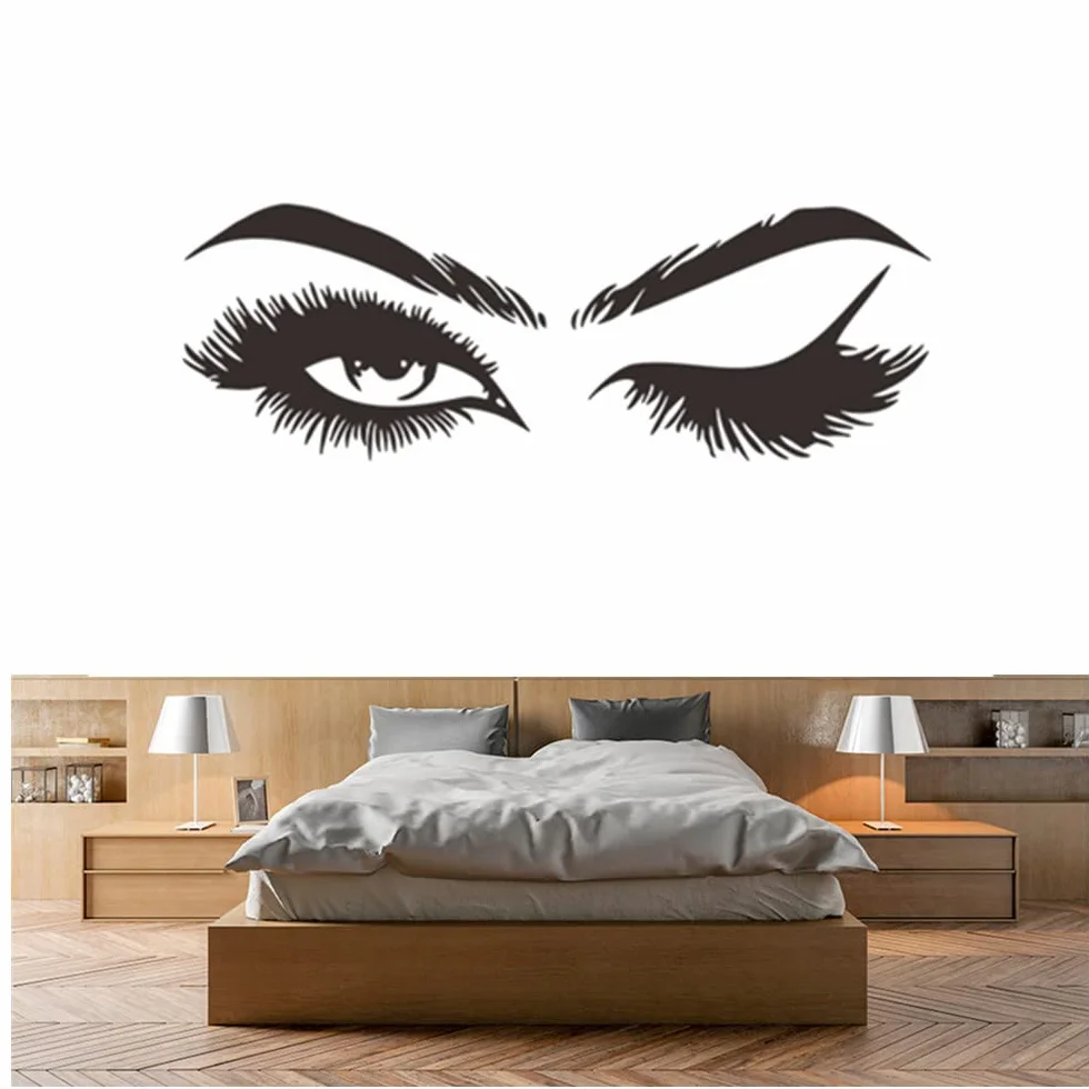Beaux Cils Sticker Mural Vinyle Autocollant Décoration Murale Noir
