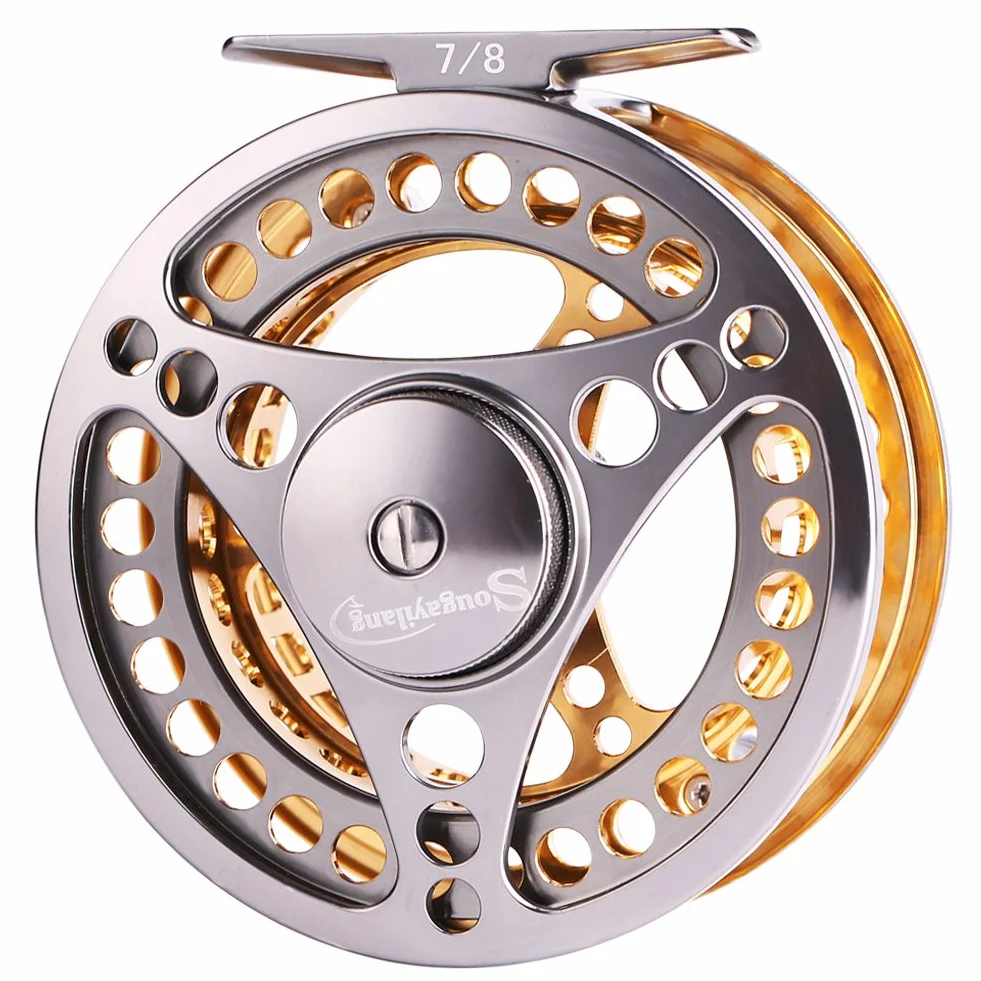 Sougayilang Moulinet de pêche à la Mouche Grand Arbre 2 + 1 BB avec Corps en Alliage d'aluminium usiné CNC et Bobine dans Les Tailles 5/6, 7/8