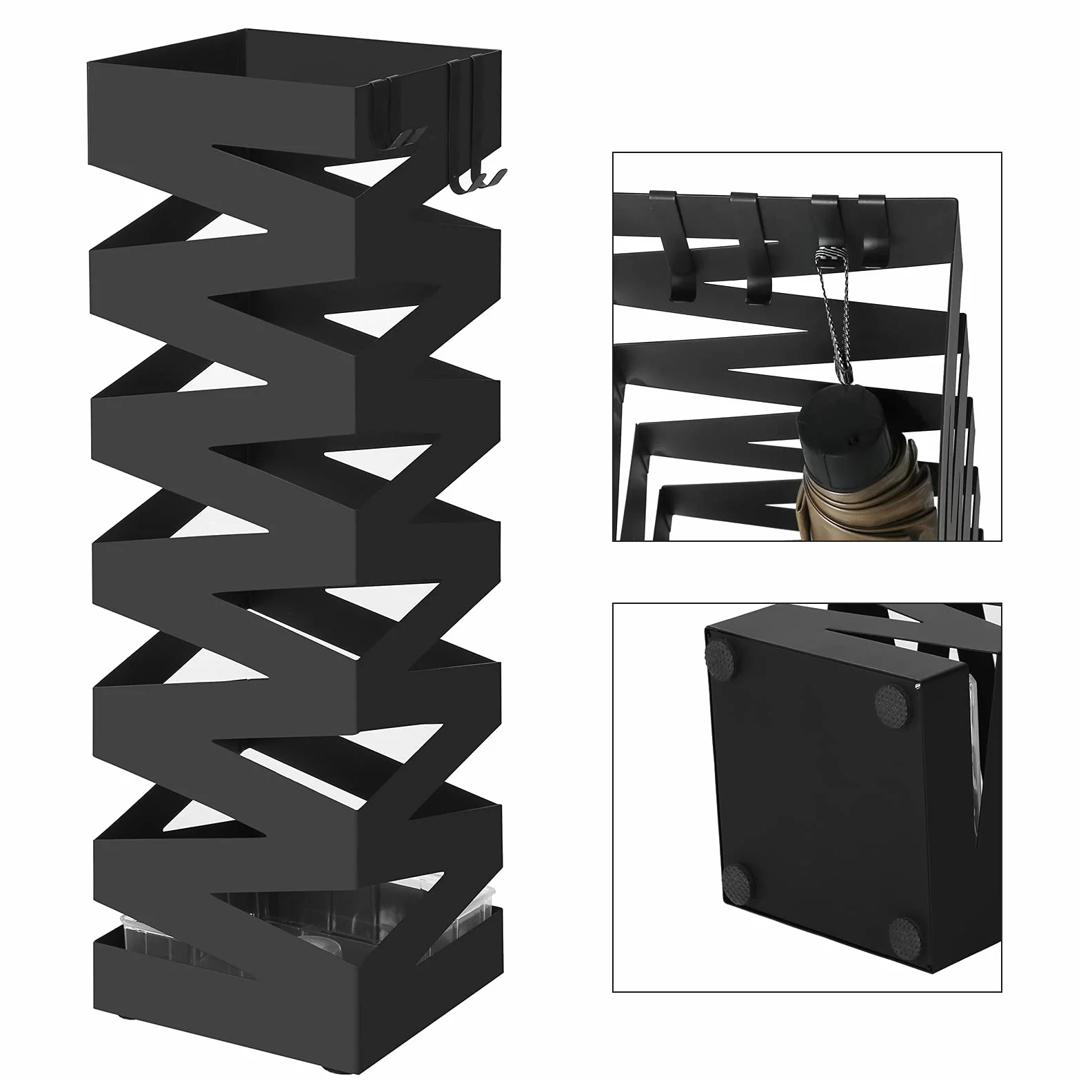Songmics Porte parapluies en Métal Carré 49 x 15,5 x 15,5 cm Noir LUC16B