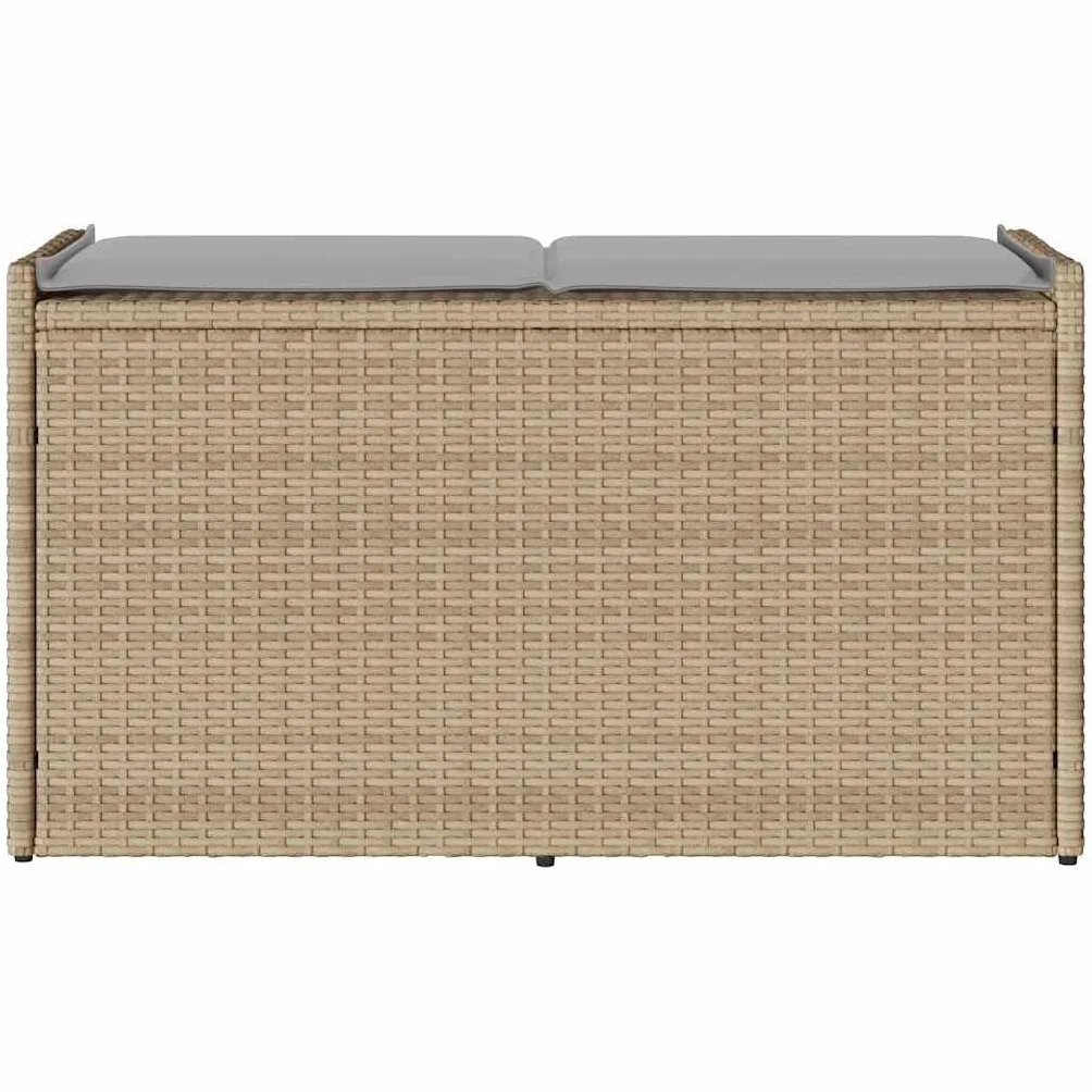 Coffre de Rangement Extérieur Résine Tressée 100 cm Beige Gris Clair