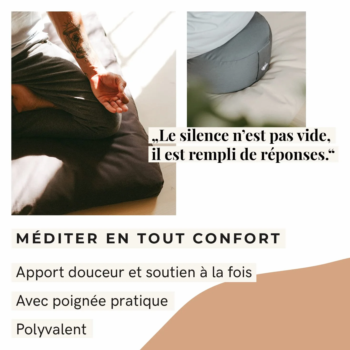 LOTUSCRAFTS Coussin de méditation, hauteur d'assise 20 cm, modèle Lotus rond, coussin de yoga, yoga bolster, housse en coton lavable, rembourrage d'épeautre, Certifié GOTS