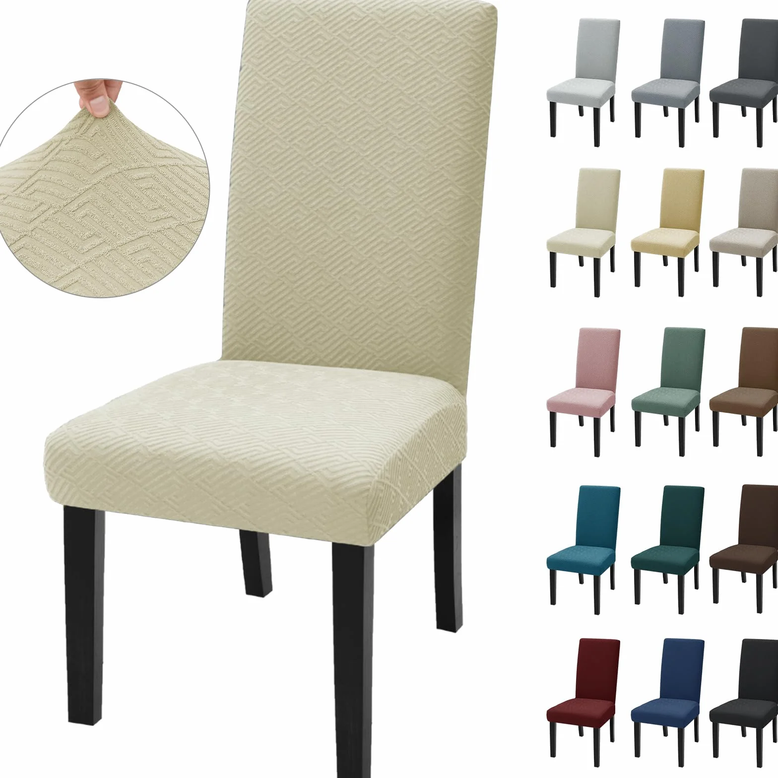 Ystyle Housse De Chaise 6 Pièces, Housse Chaise Salle À Manger Moderne Élastique, Beige Clair