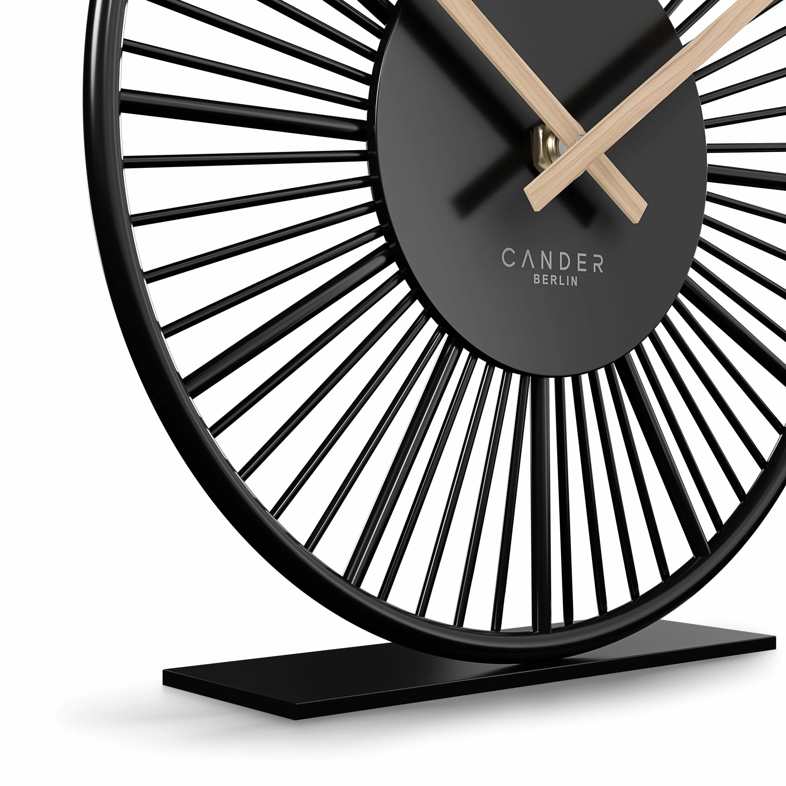 Cander Berlin BLORA Horloge de table silencieuse 18 cm Aiguilles en bois Moderne Noir