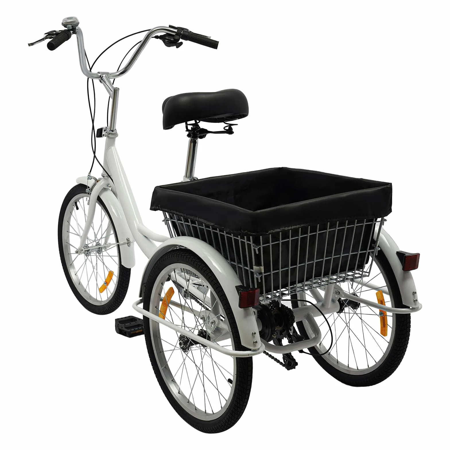 Tricycle de 20 pouces pour adultes, 3 roues 8 vitesses avec panier pliable, tricycle réglable pour seniors, croisière, vélo de ville